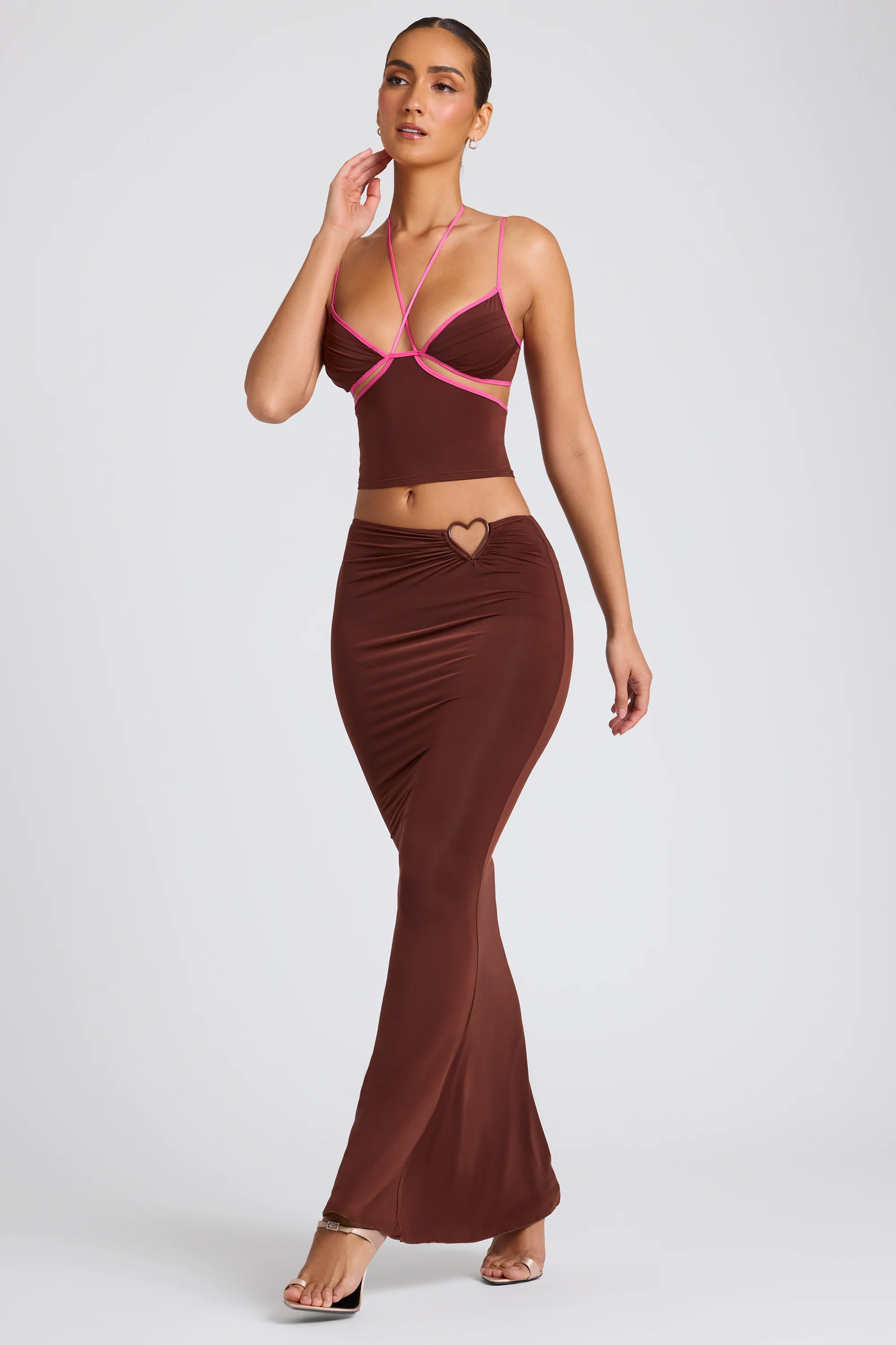 Mid Rise Maxi Skirt in Chocolate Brown - Image 10