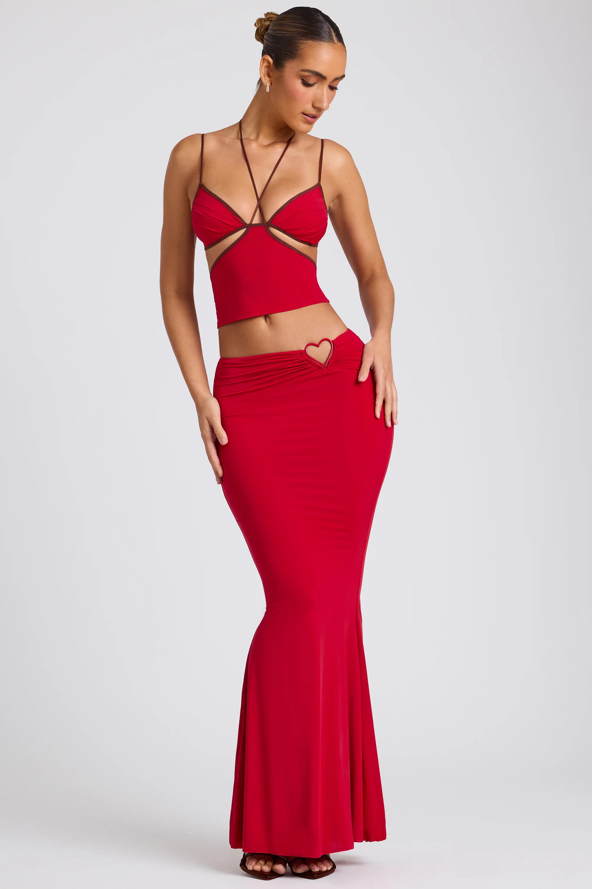 Mid Rise Maxi Skirt in Fire Red - Image 8
