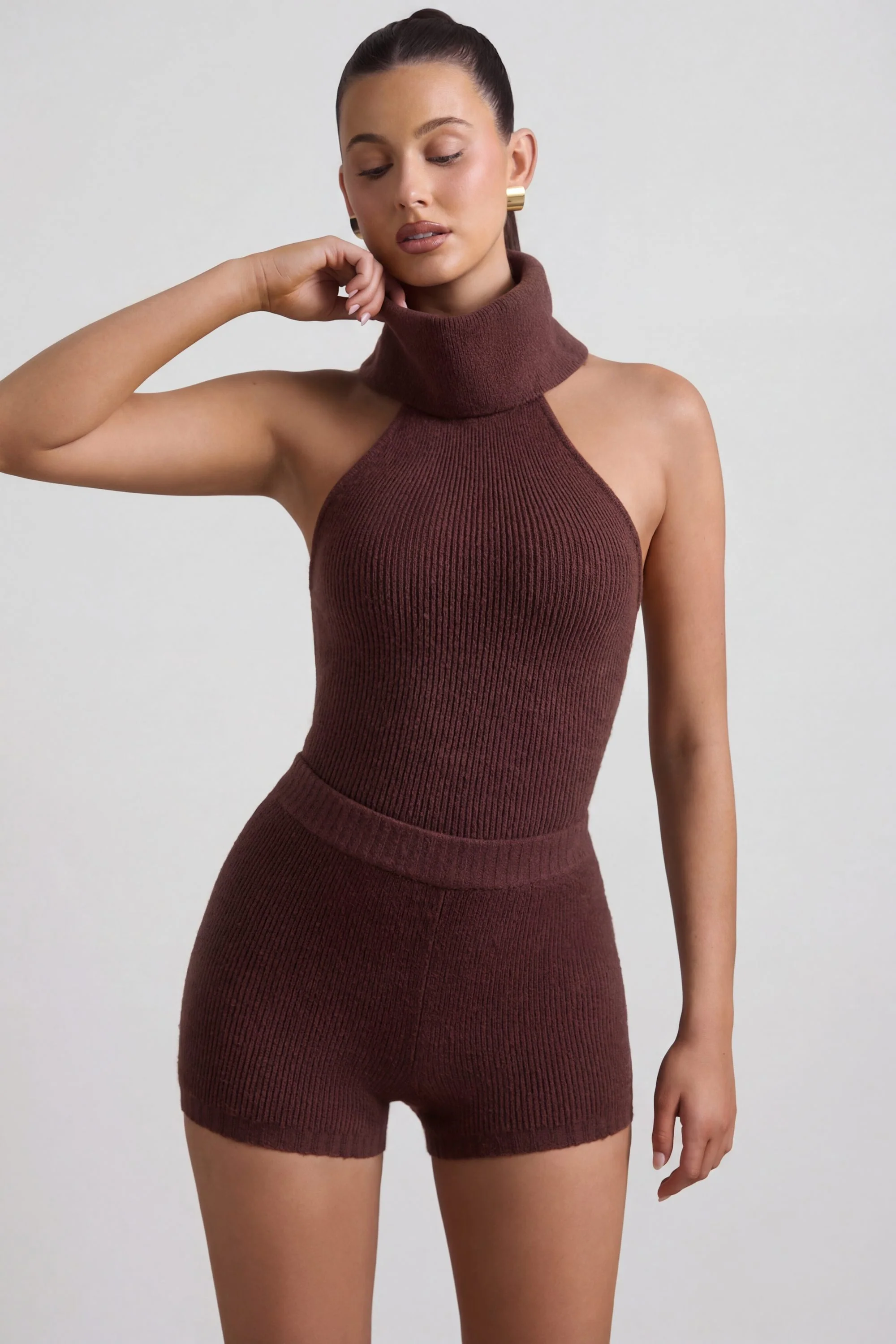 Ribbed-Knit Shorts in Espresso - Image 6