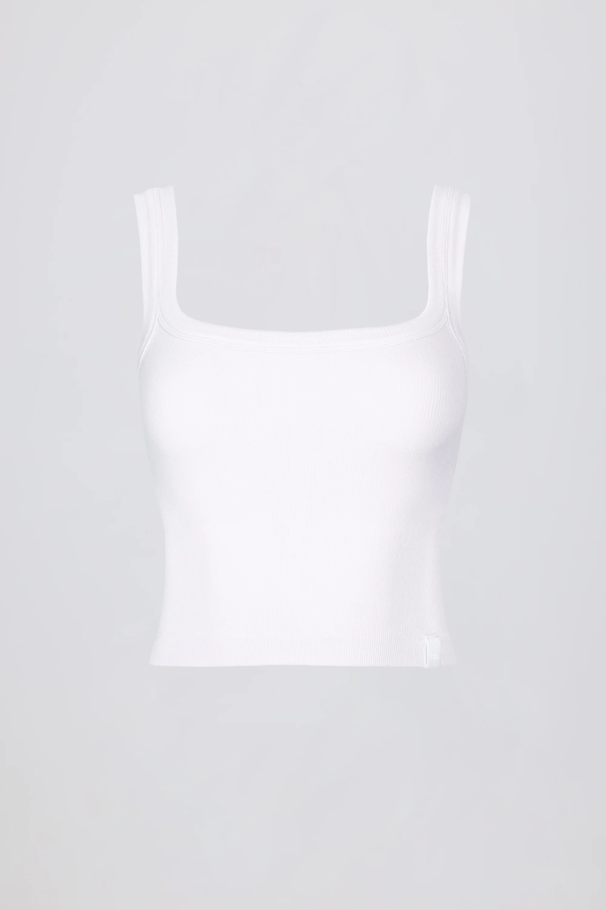 Seamless Soft Rib Square-Neck Tank Top in White - Image 4