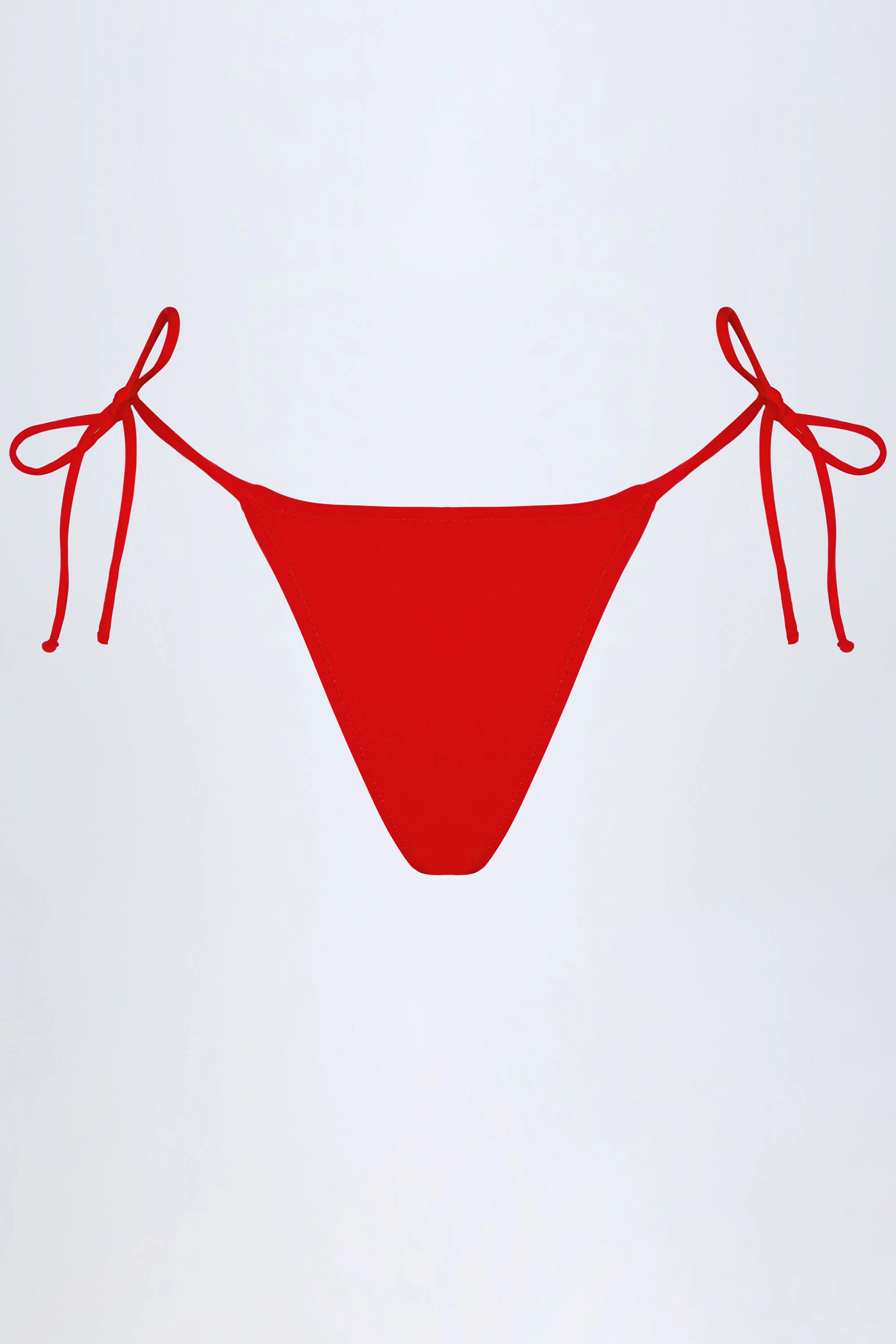 Side-Tie Cheeky Bikini Bottoms in Fiery Red - Image 4