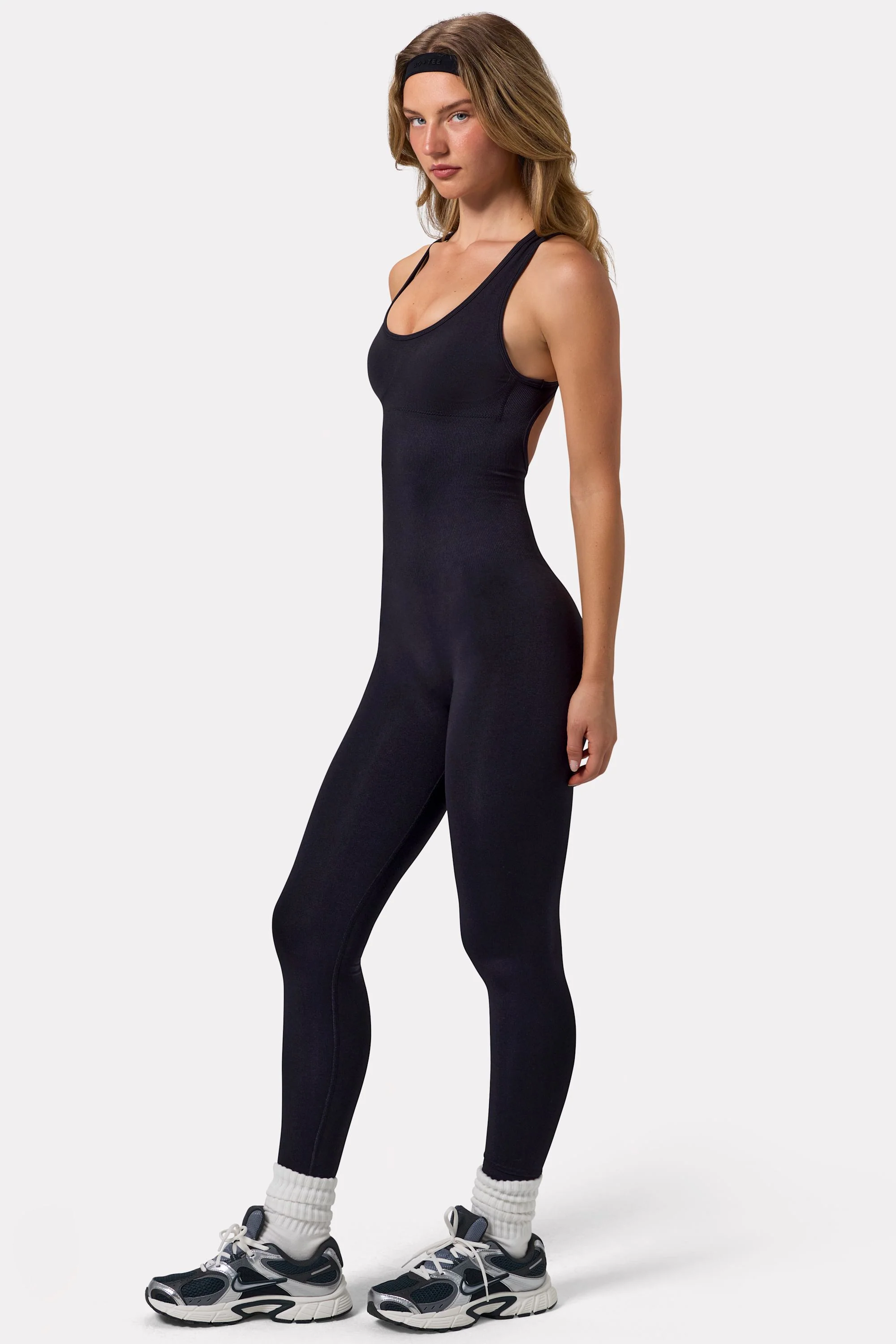 Open Back Define Luxe Unitard in Black - Image 3