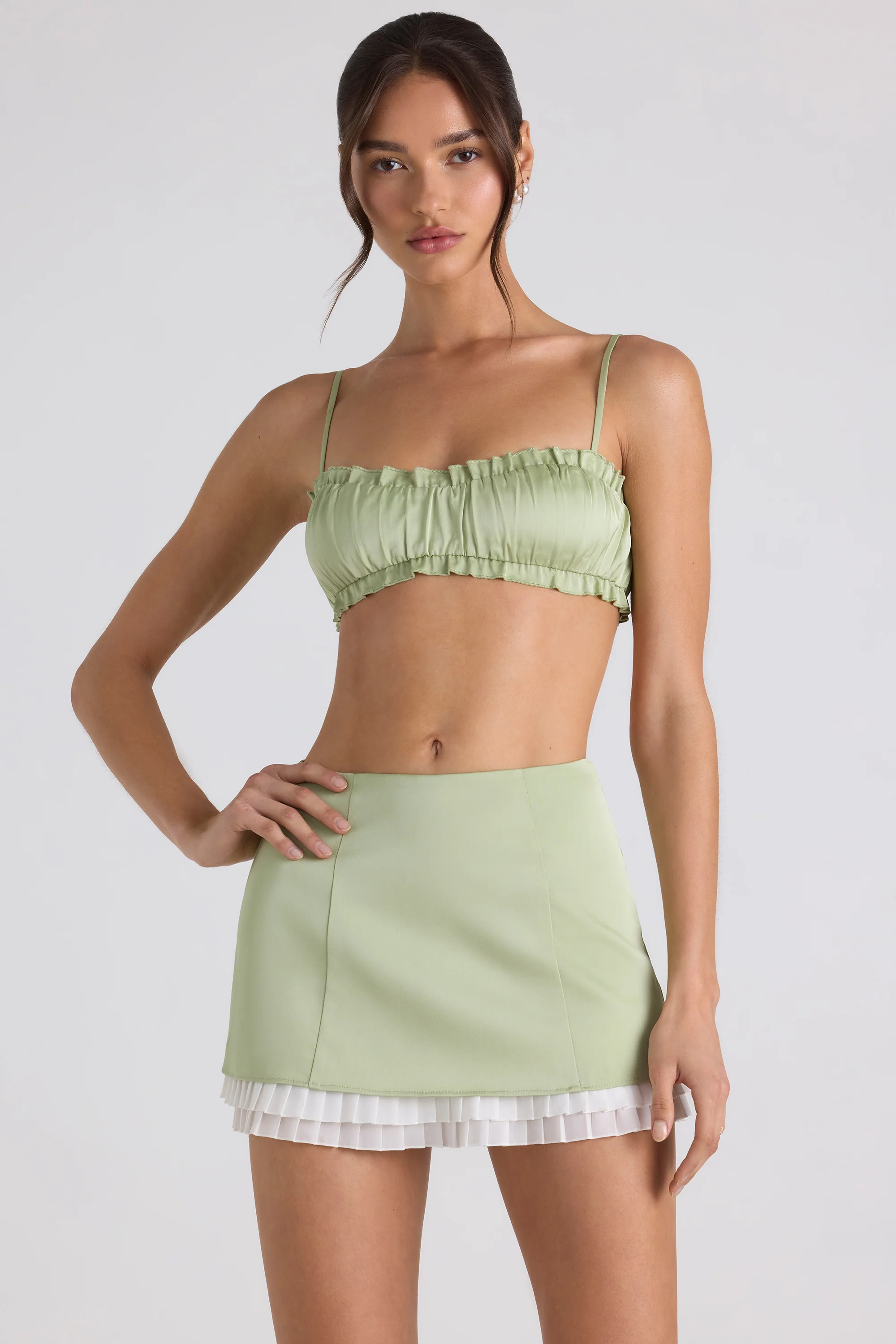 Ruffle-Trim Smocked Crop Top in Spring Green - Image 7