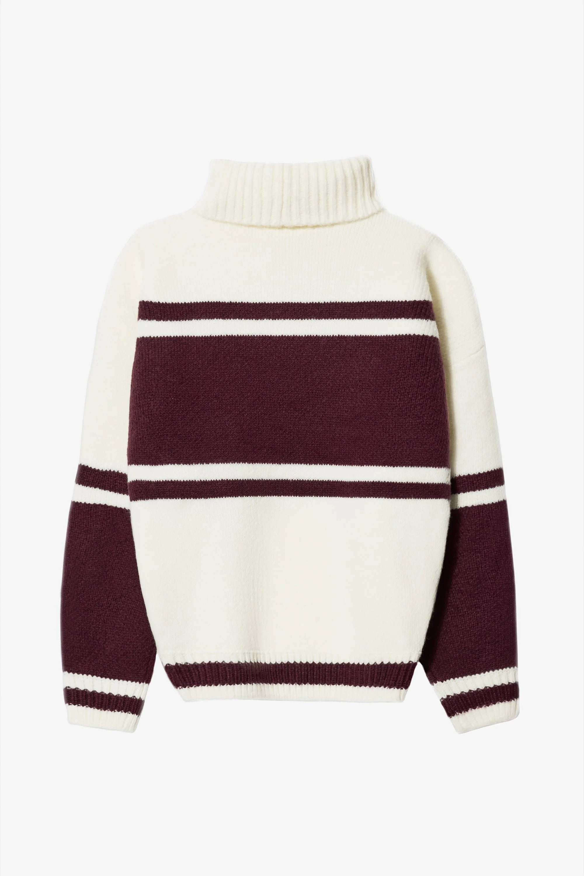 Knit Turtleneck Oversized Jumper in Burgundy - Image 5