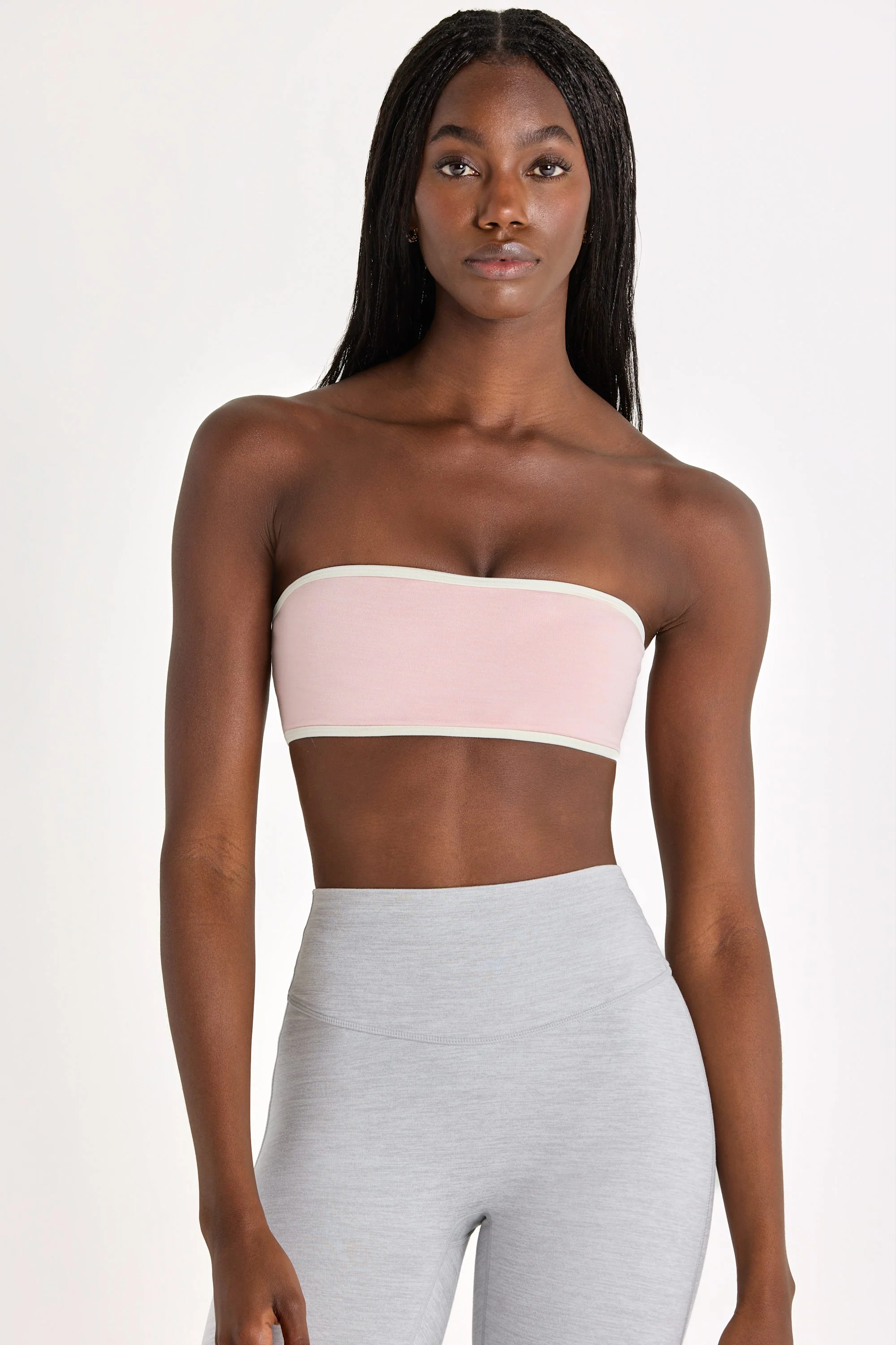 Soft Active Bandeau Sports Bra in Blush Marl - Image 5