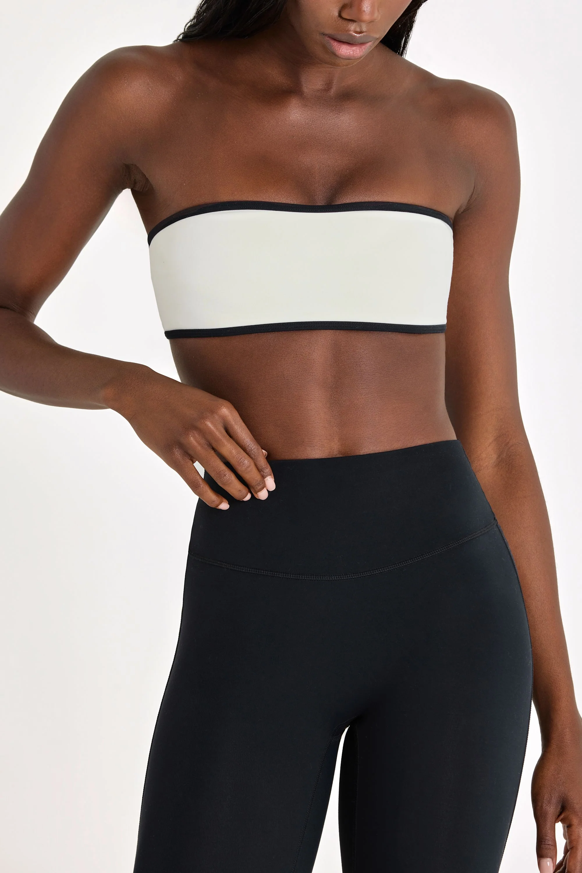 Soft Active Bandeau Sports Bra in Ivory - Image 4