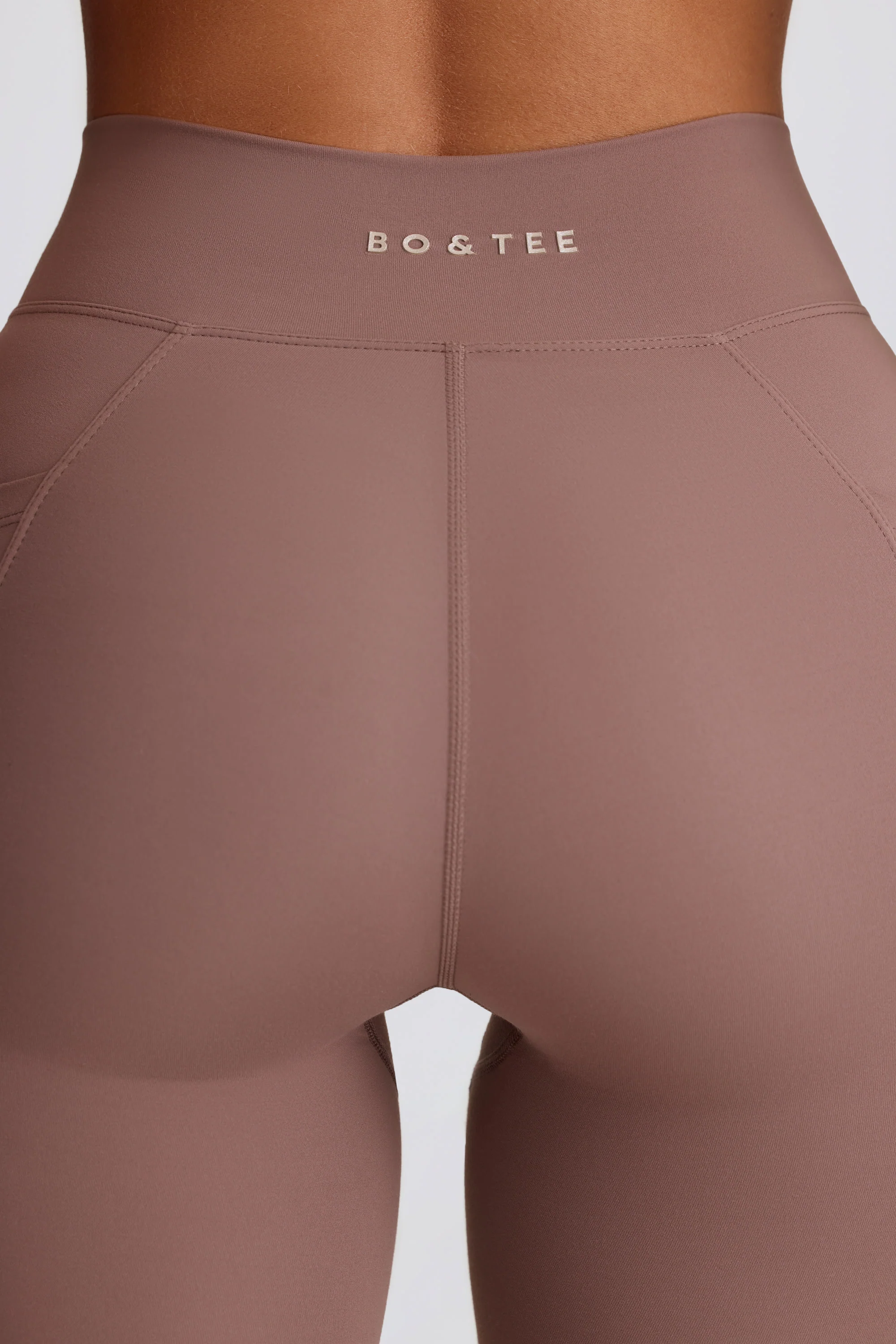 Soft Active V-Waist Pocket Flared Leggings in Mocha - Image 5