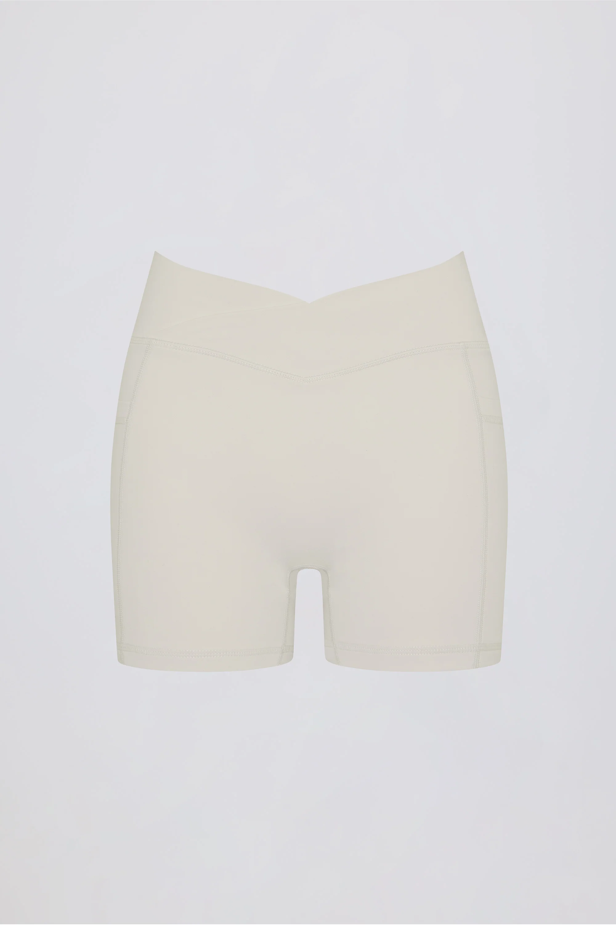 Soft Active Pocket V-Waist Mini Shorts in Oat - Image 4