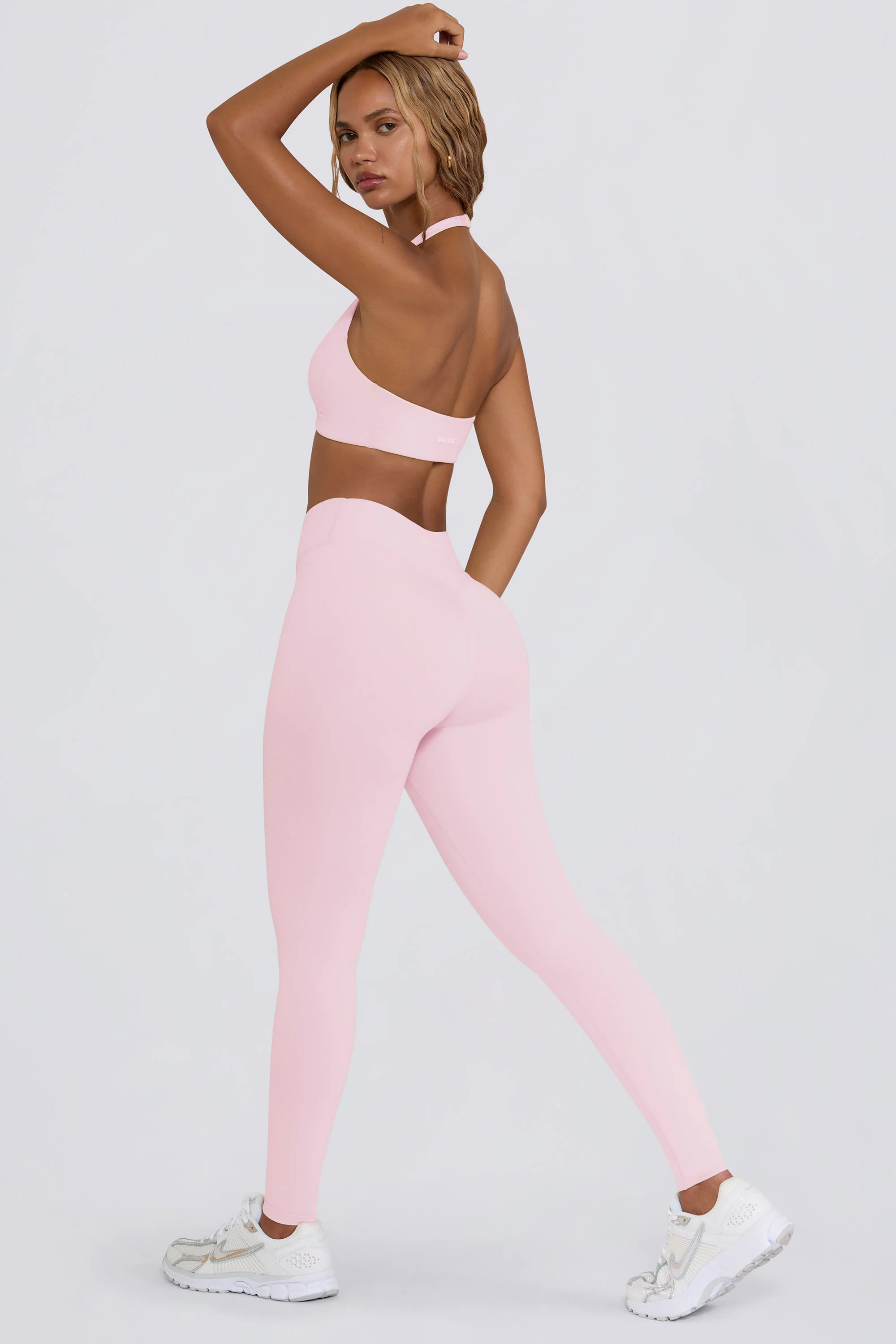 Brushed Jersey Ruched Mid-Rise Leggings in Bloom