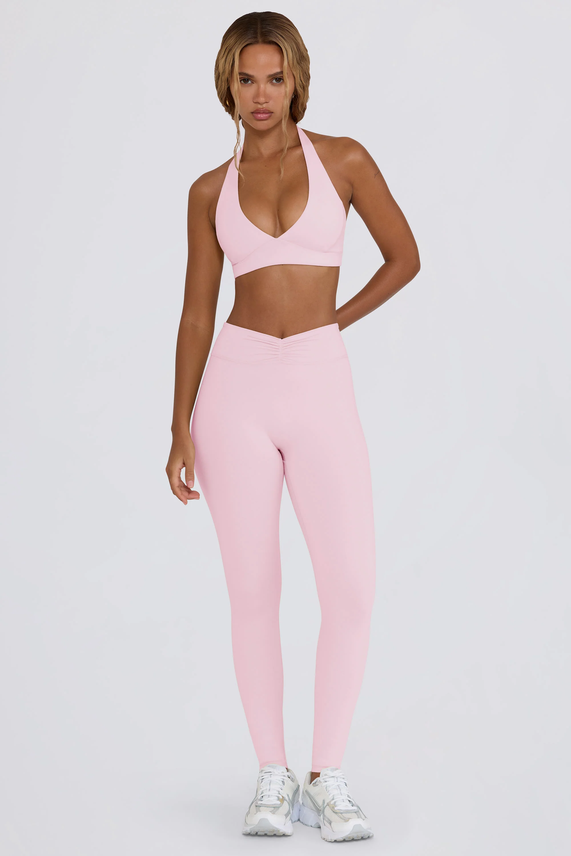 Brushed Jersey Ruched Mid-Rise Leggings in Bloom - Image 2