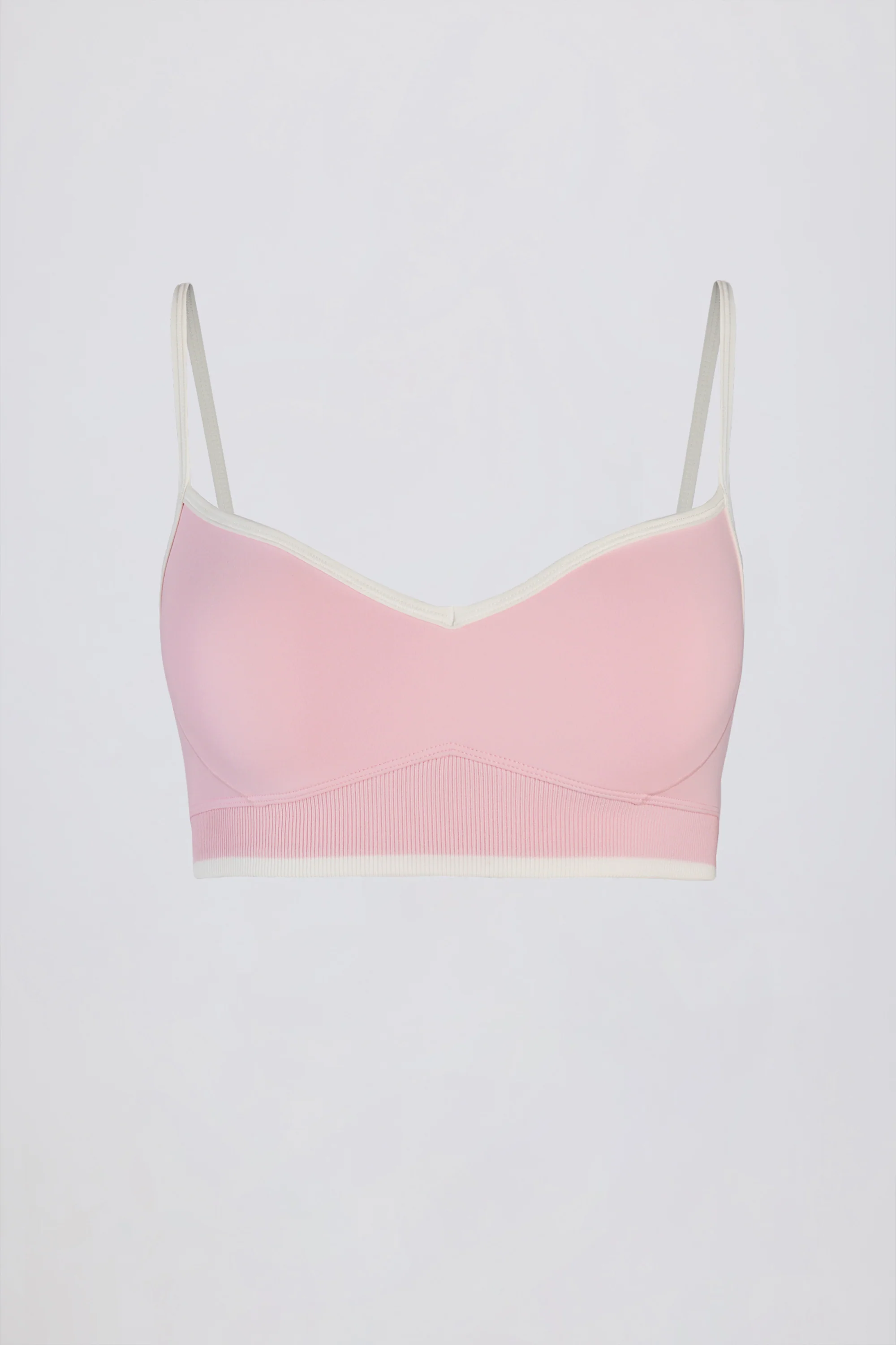 Soft Active Sweetheart-Neck Contrast Sports Bra in Powder Pink - Image 4