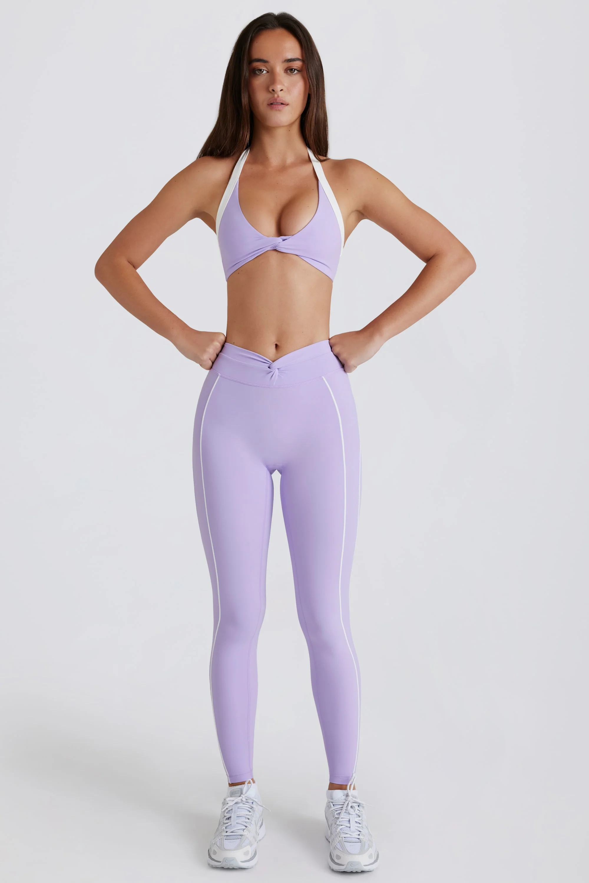 Soft Active Twist-Front Leggings in Lavender