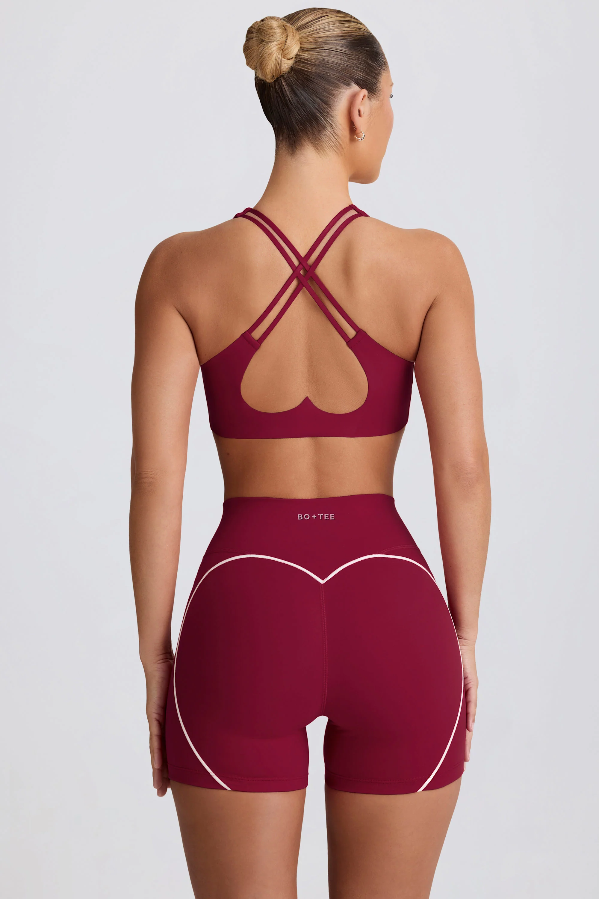Soft Active V-Neck Sports Bra in Burgundy - Image 5