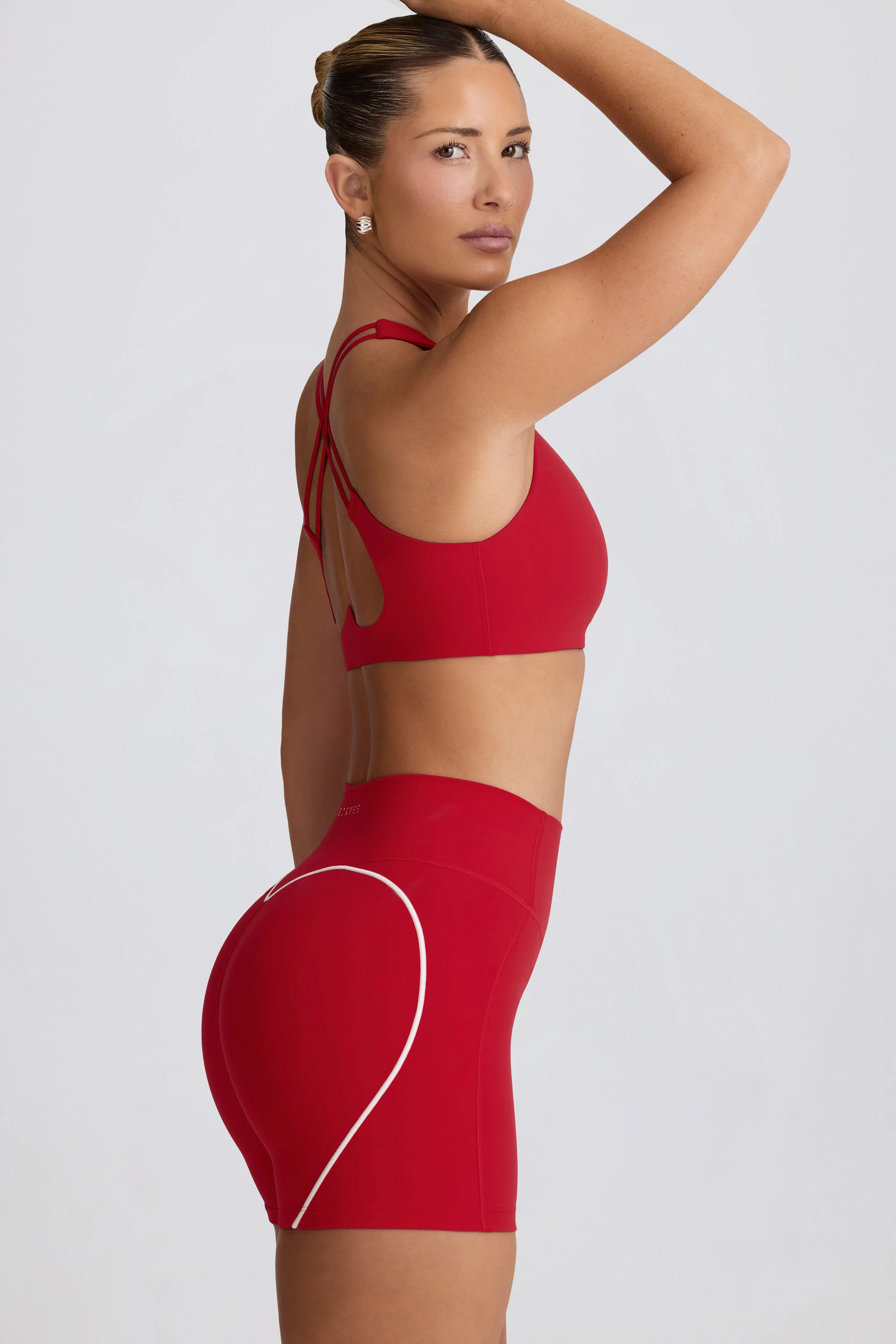 Soft Active V-Neck Sports Bra in Hot Red - Image 3