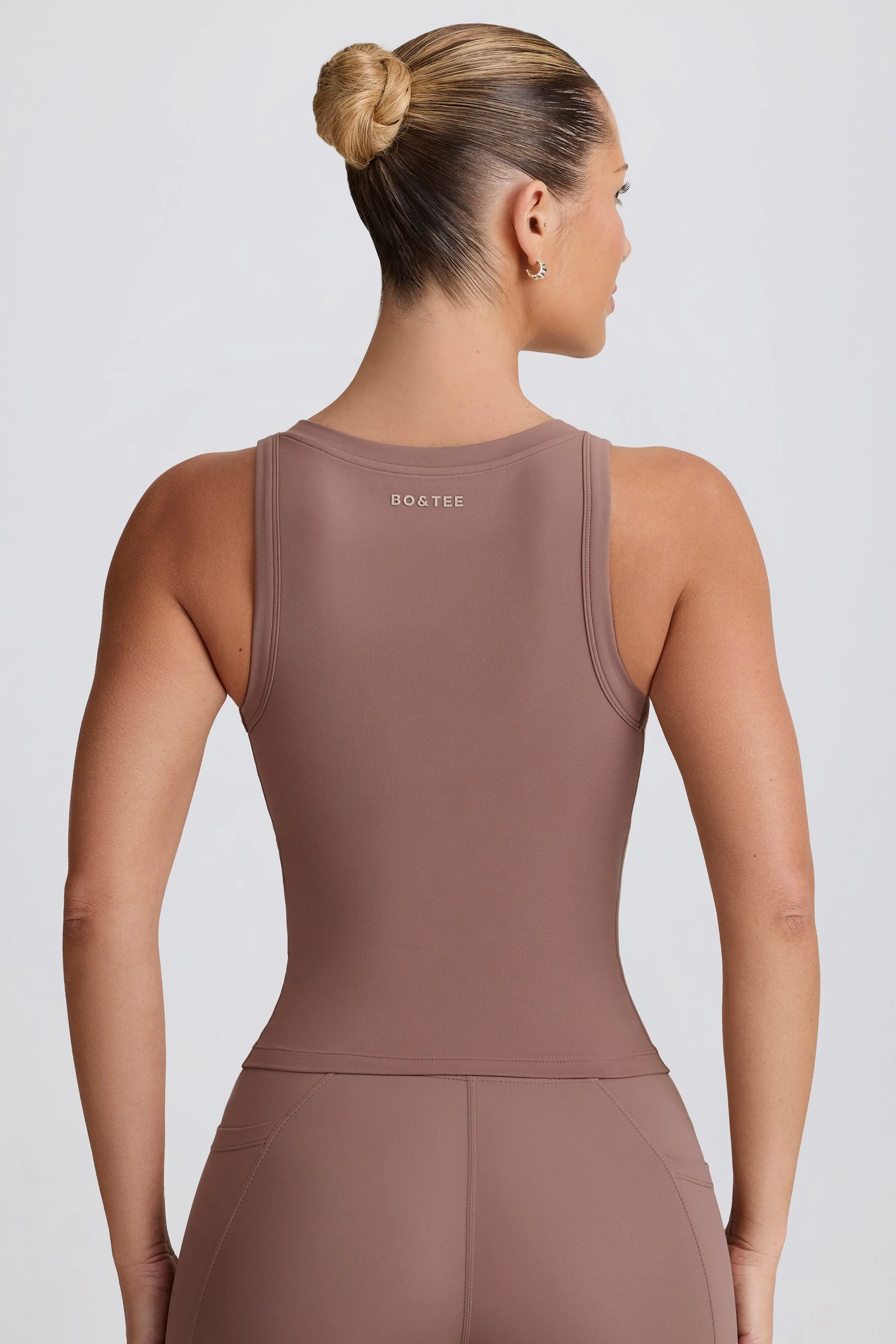 Soft Active V-Neck Tank Top in Mocha - Image 2