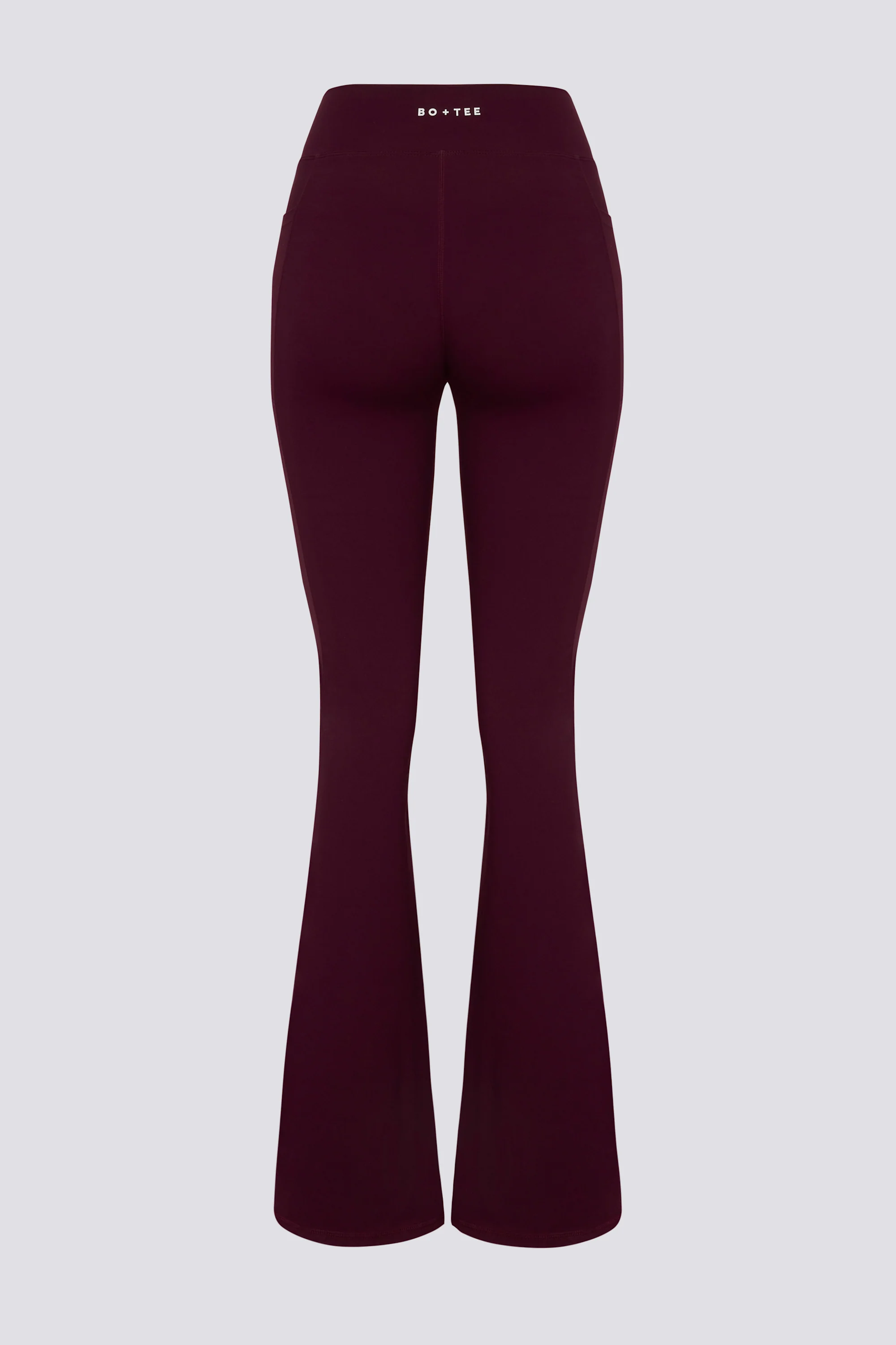 Soft Active V-Waist Pocket Flared Leggings in Burgundy - Image 4