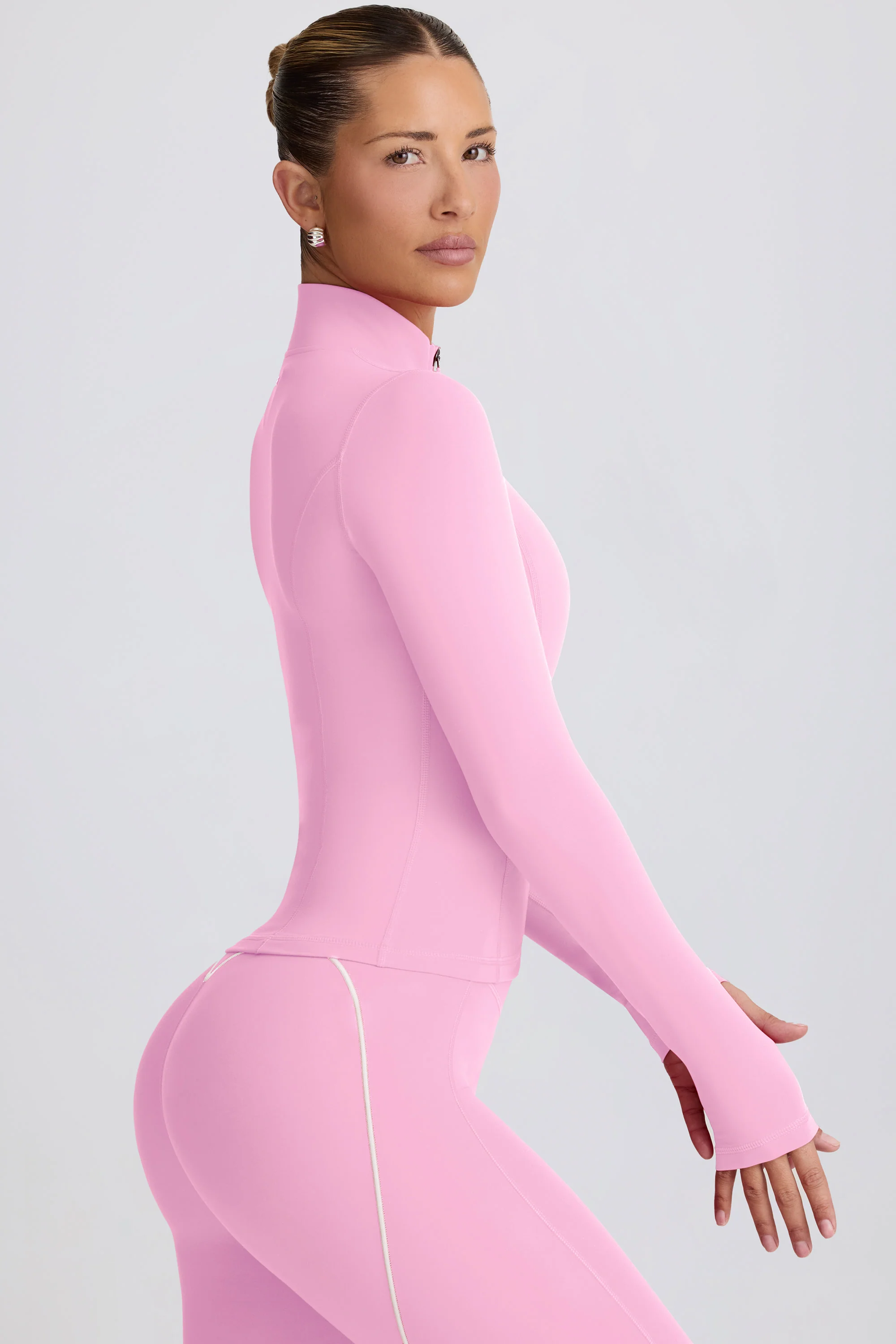 Soft Active Zip-Up Jacket in Baby Pink - Image 3