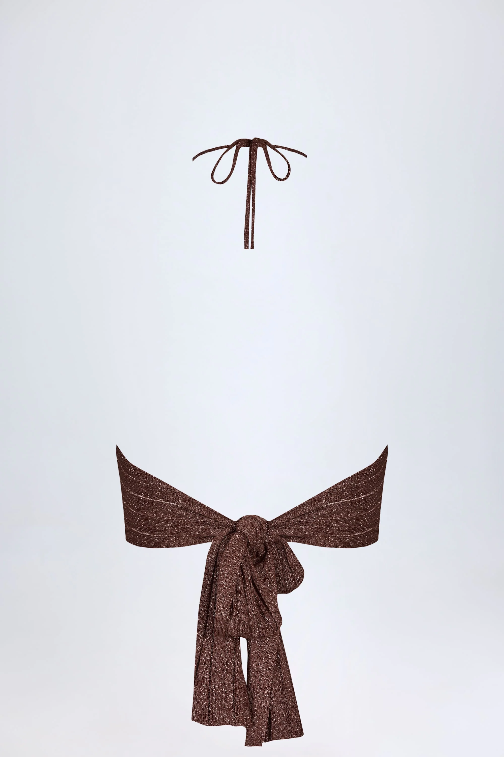 Plunge Halterneck Crop Top in Bronze - Image 5