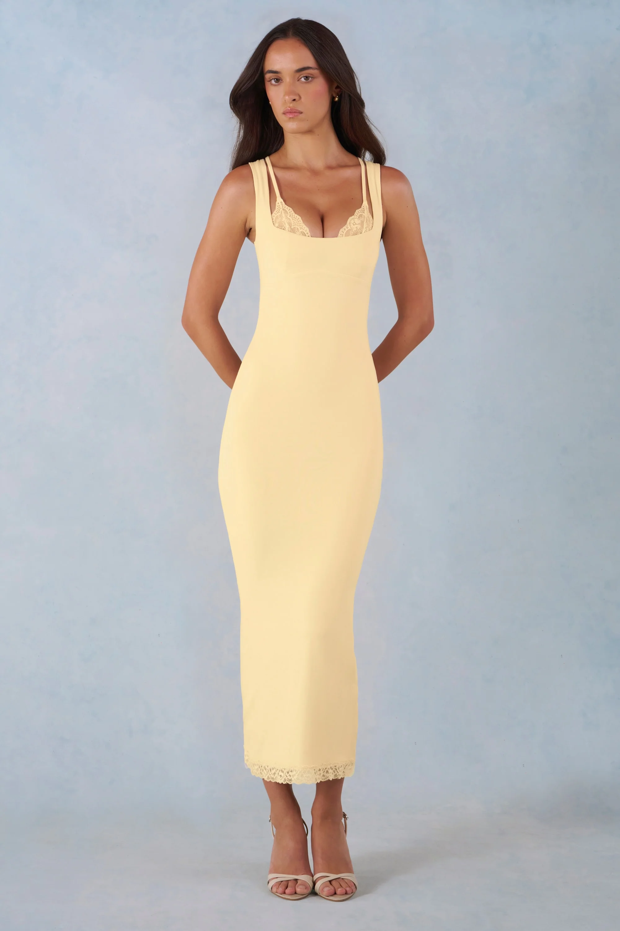 Modal Lace-Trim Midaxi Dress in Butter Yellow - Image 6