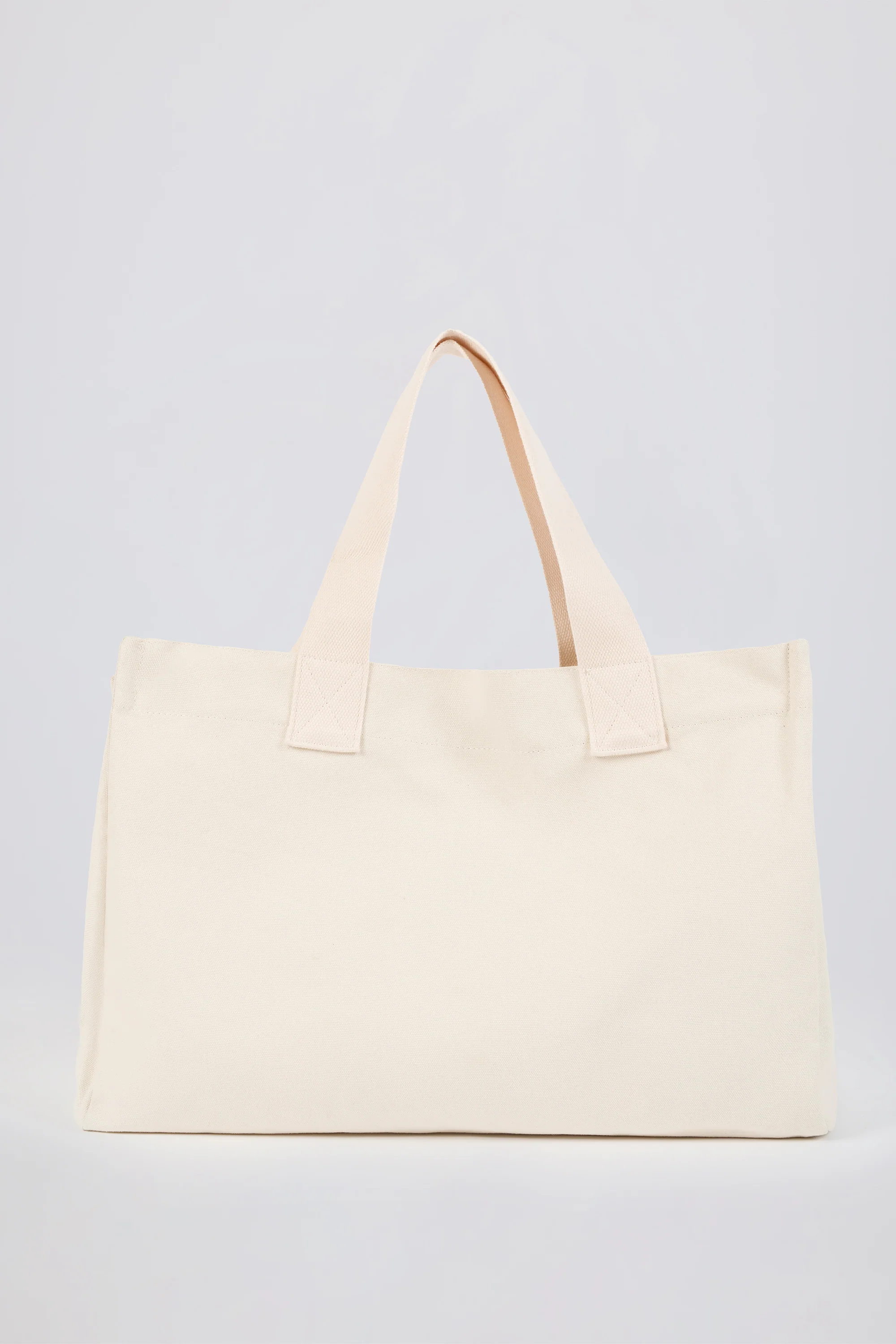 Oversized Canvas Tote Bag in Egg Shell - Image 2