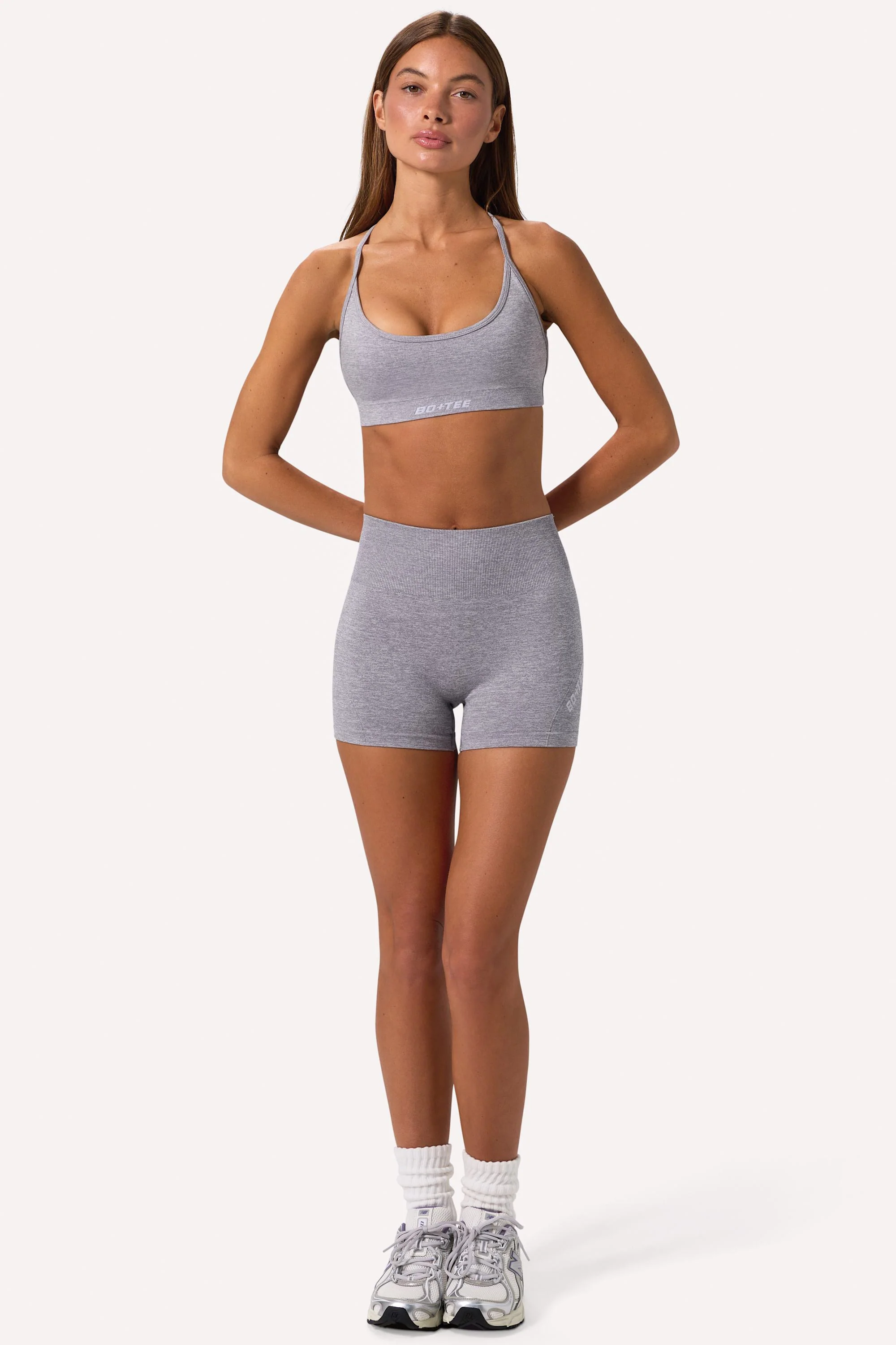Super Sculpt Seamless Crossback Sports Bra in Grey Marl - Image 4