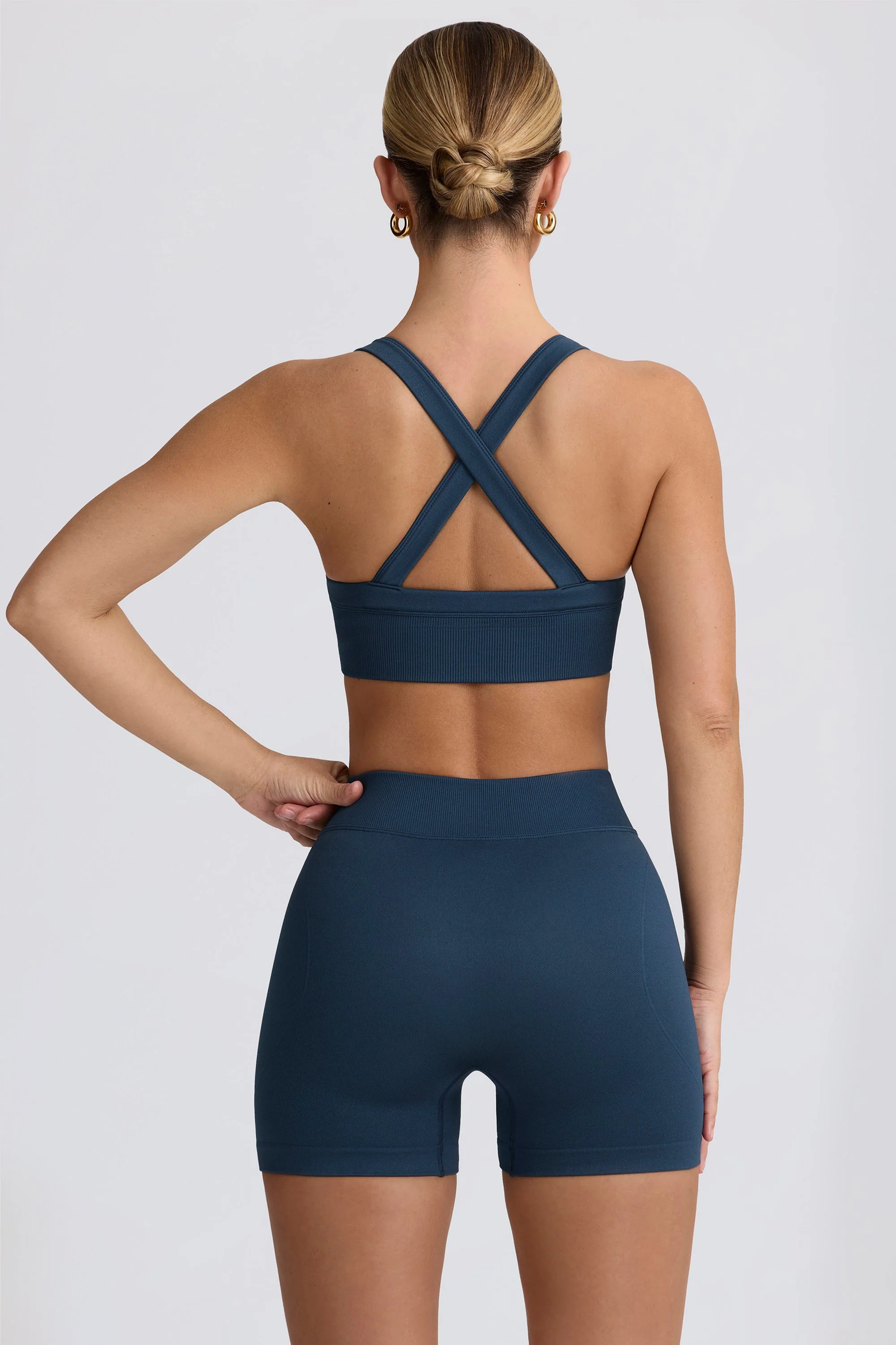 Super Sculpt Seamless Mini Shorts in Blue - Image 3