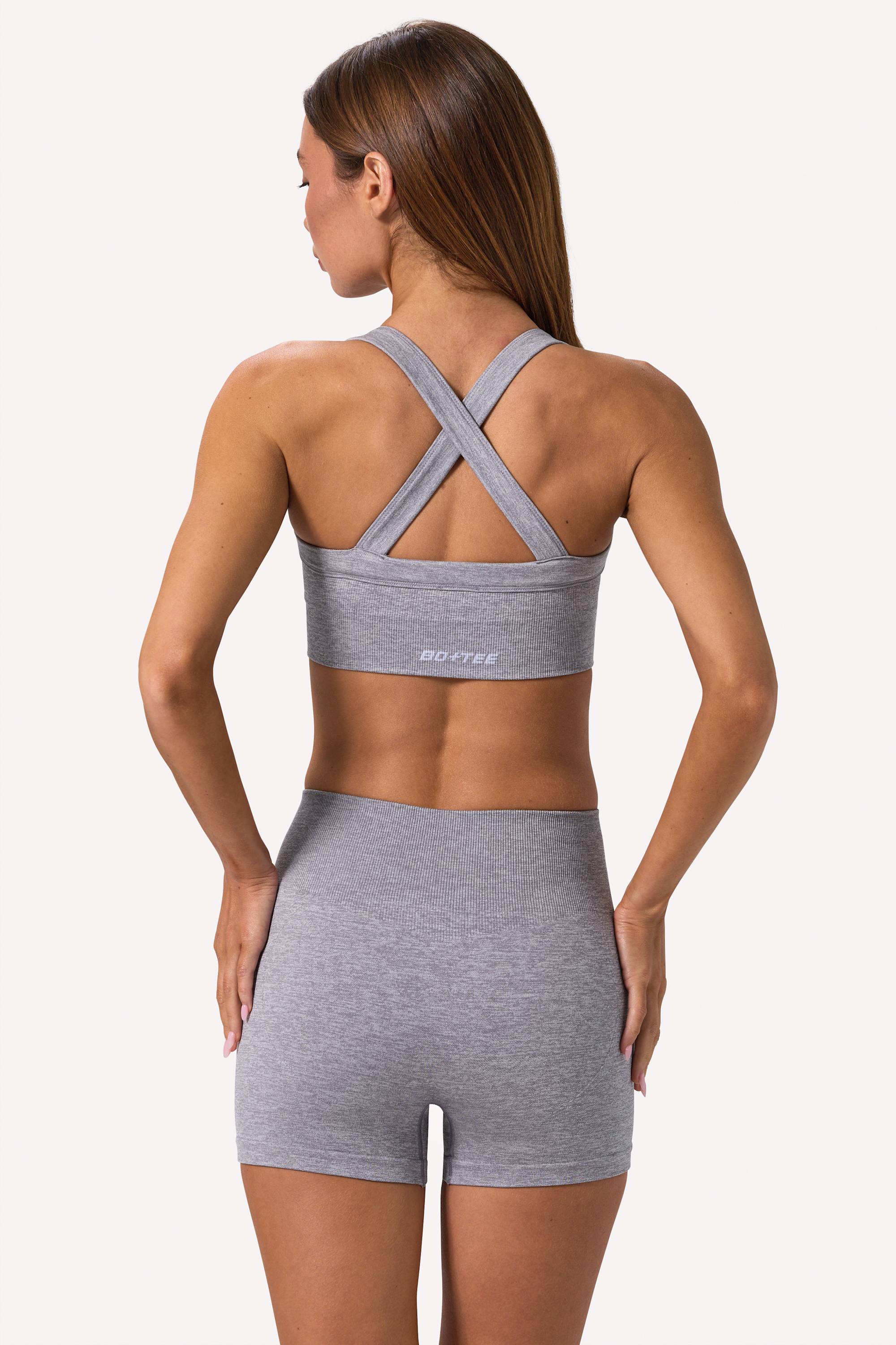 Super Sculpt Seamless Mini Shorts in Grey Marl - Image 2