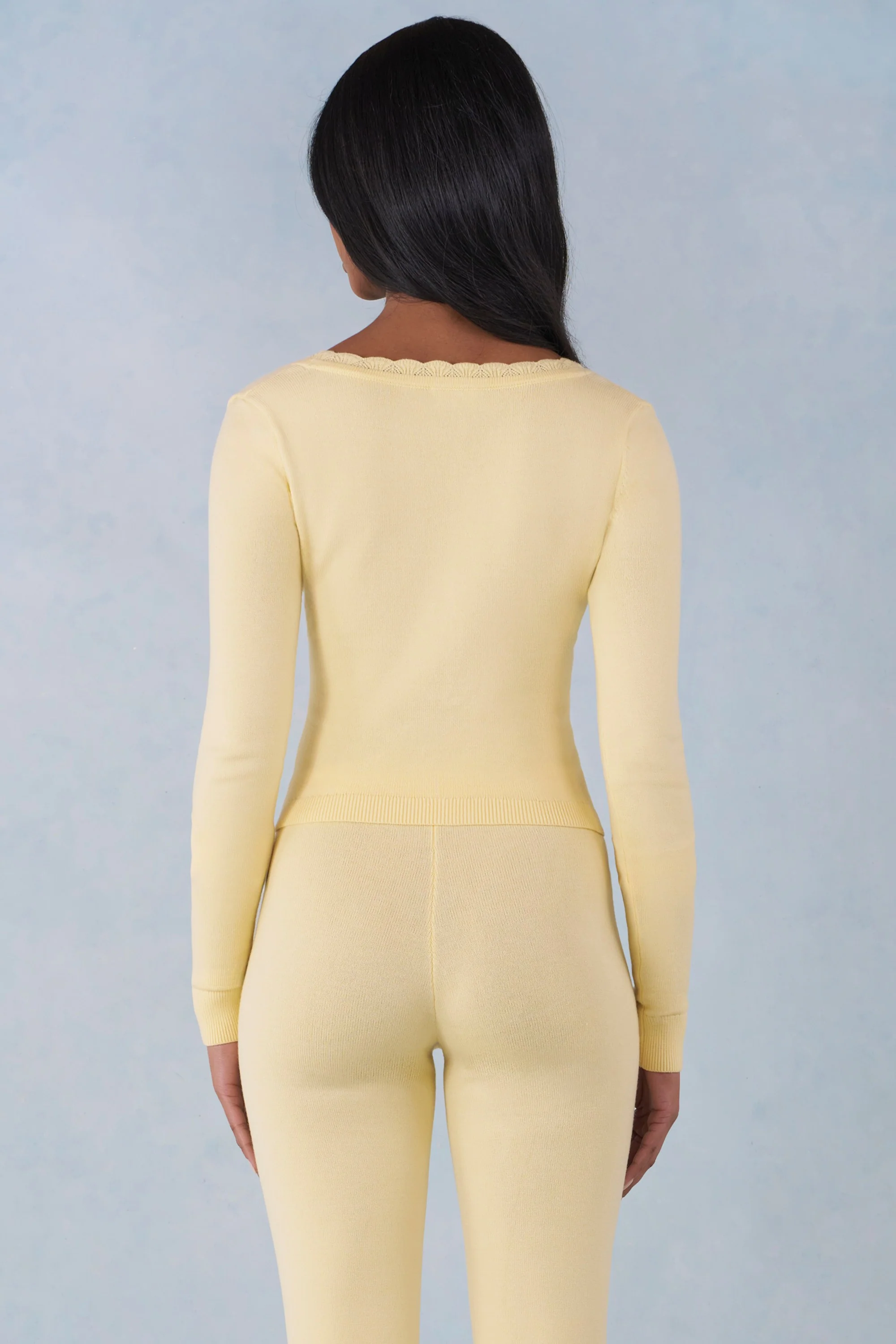 Knit Long-Sleeve Cardigan in Butter Yellow - Image 3