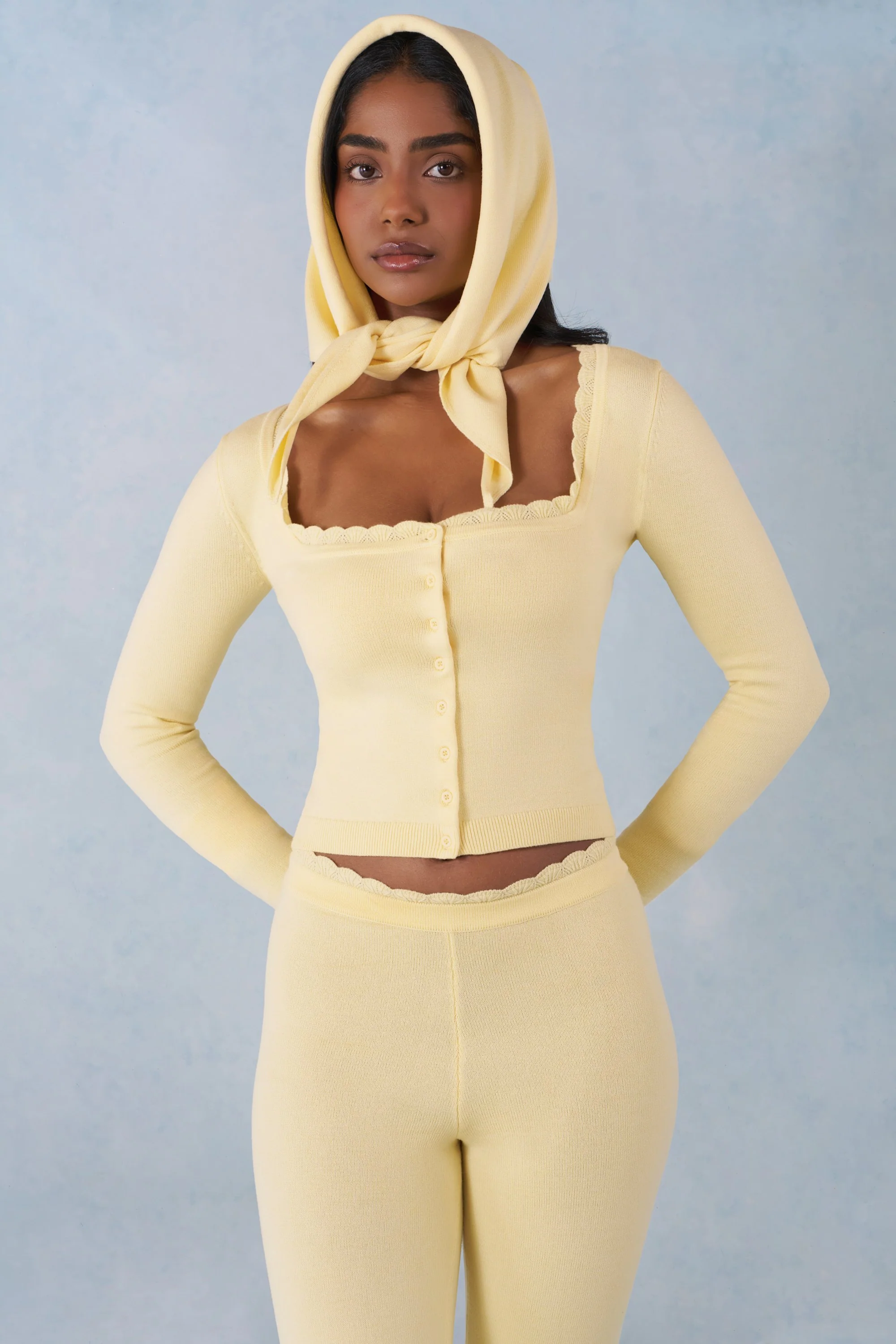 Knit Long-Sleeve Cardigan in Butter Yellow - Image 5