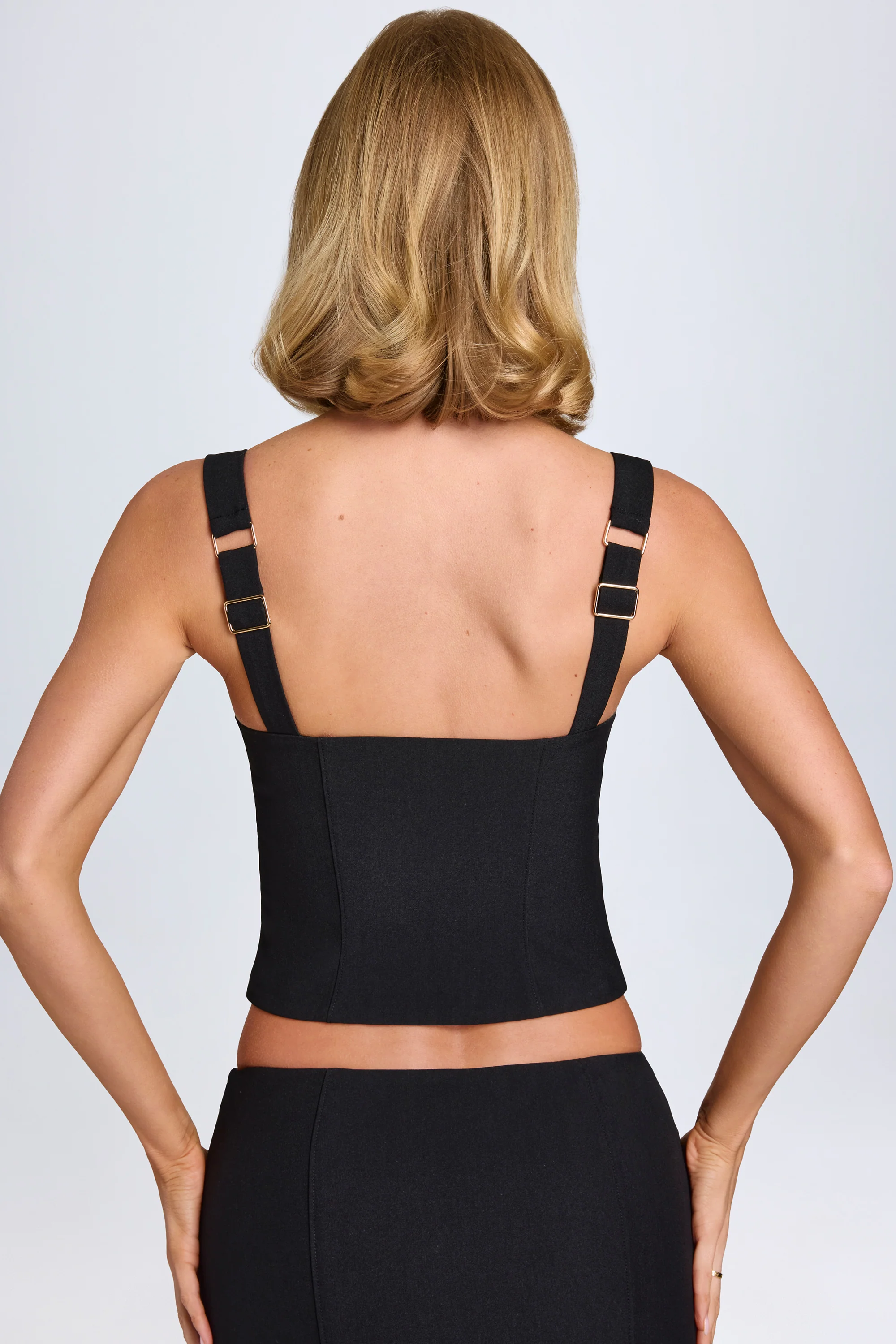 Hook-And-Eye Corset Top in Black - Image 2