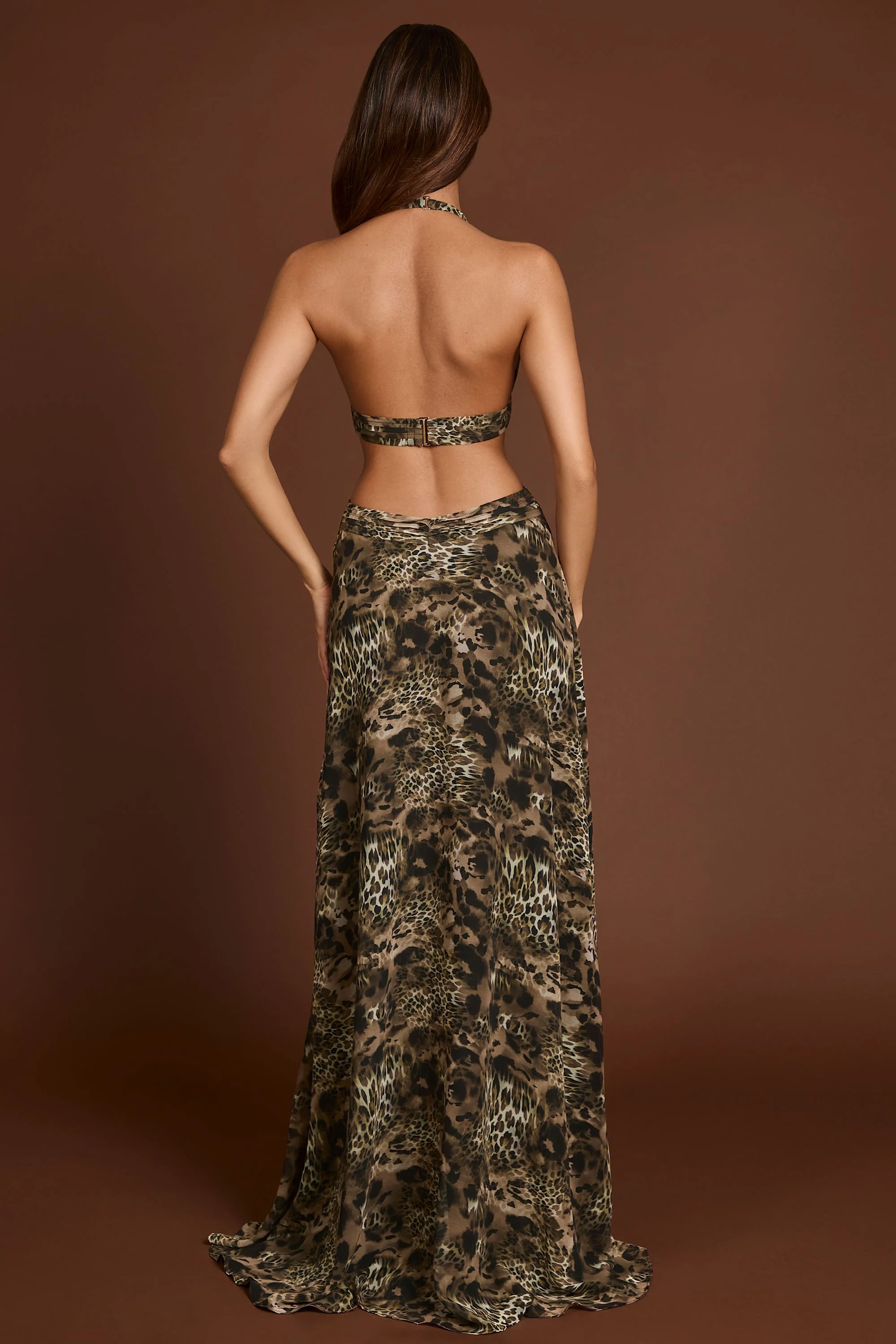 Plunge Cut-out Maxi Gown in Leopard Print - Image 2