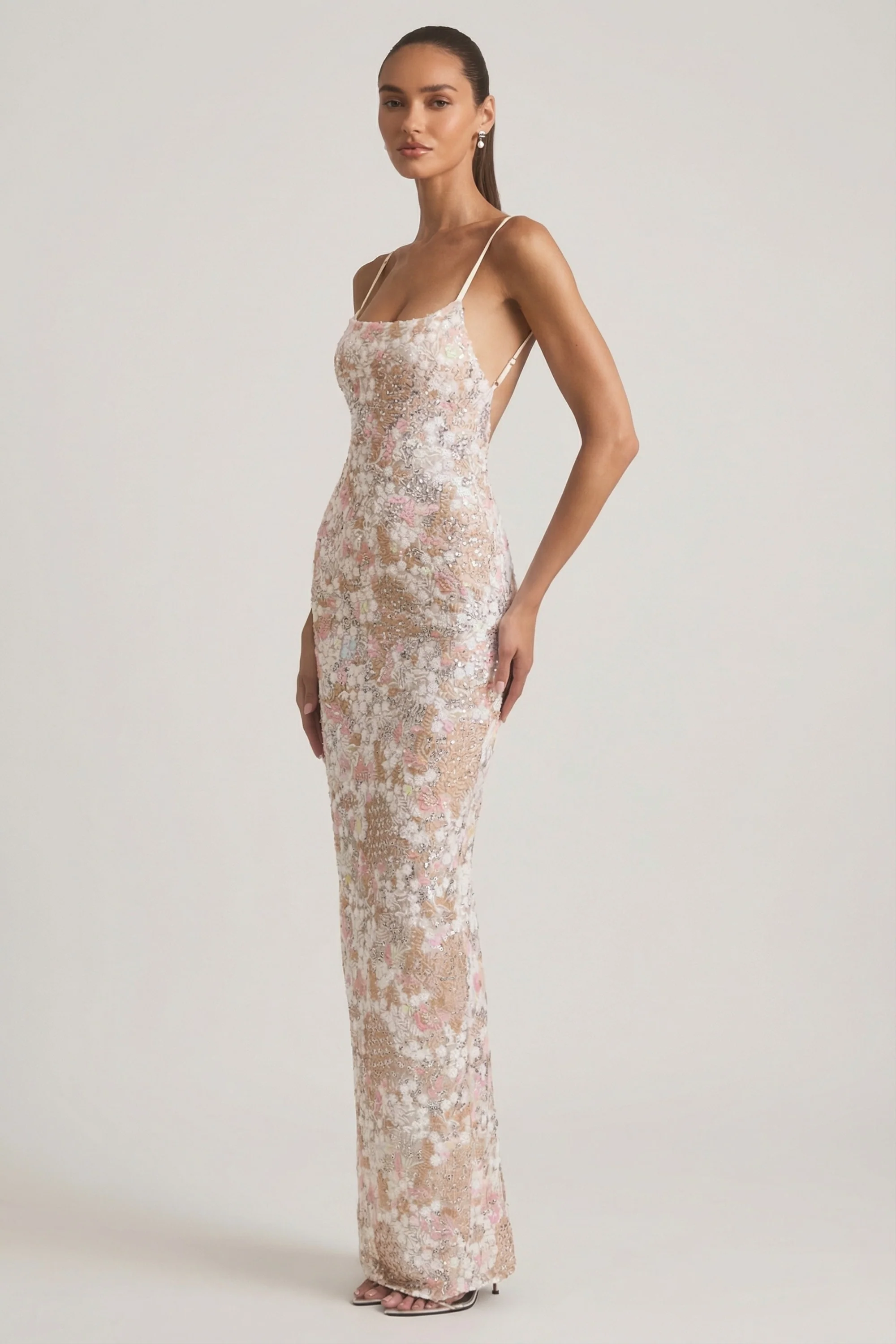 Embellished Scoop-Neck Backless Maxi Dress in Ivory - Image 8