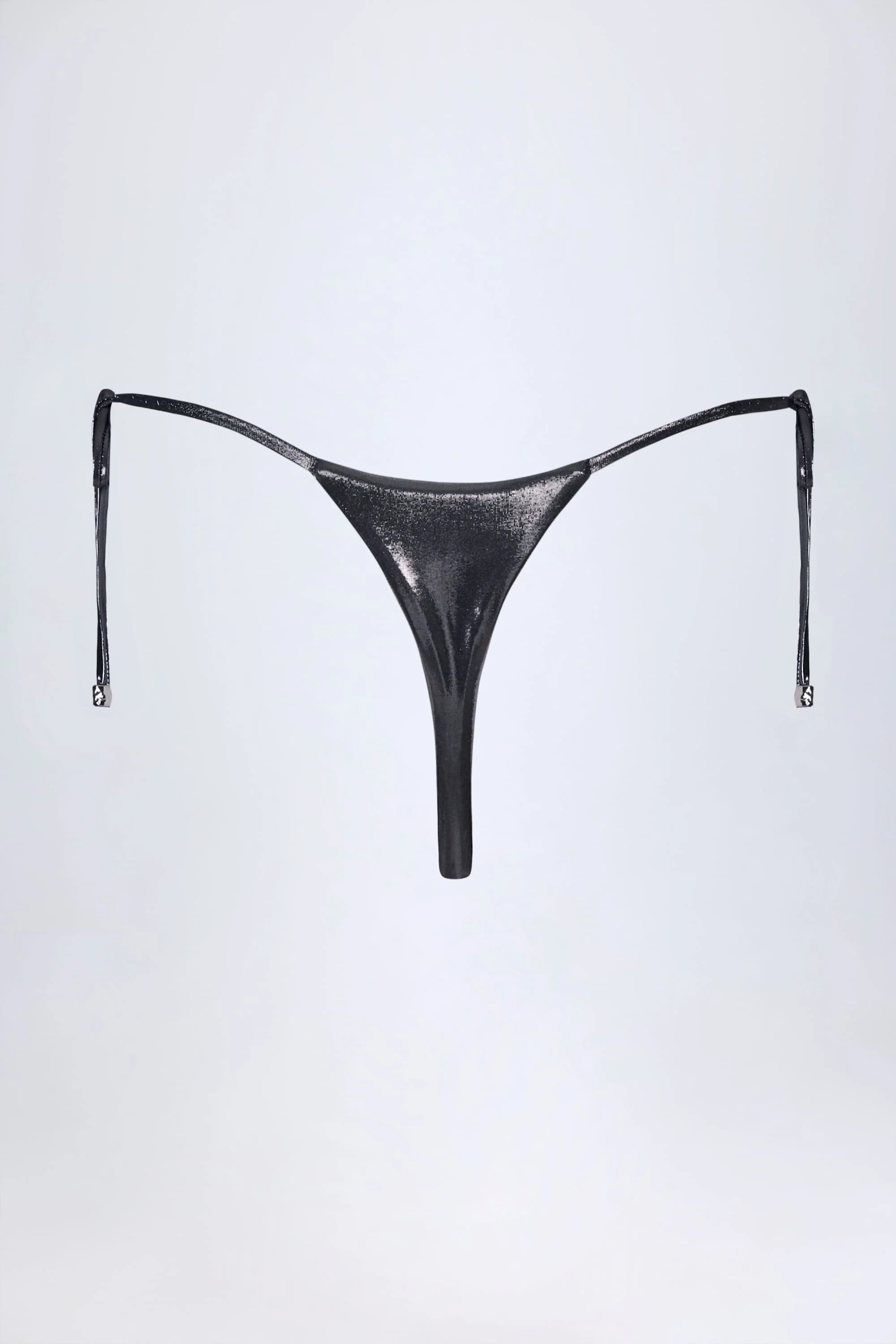 Thong Bikini Bottoms in Silver Chrome - Image 6