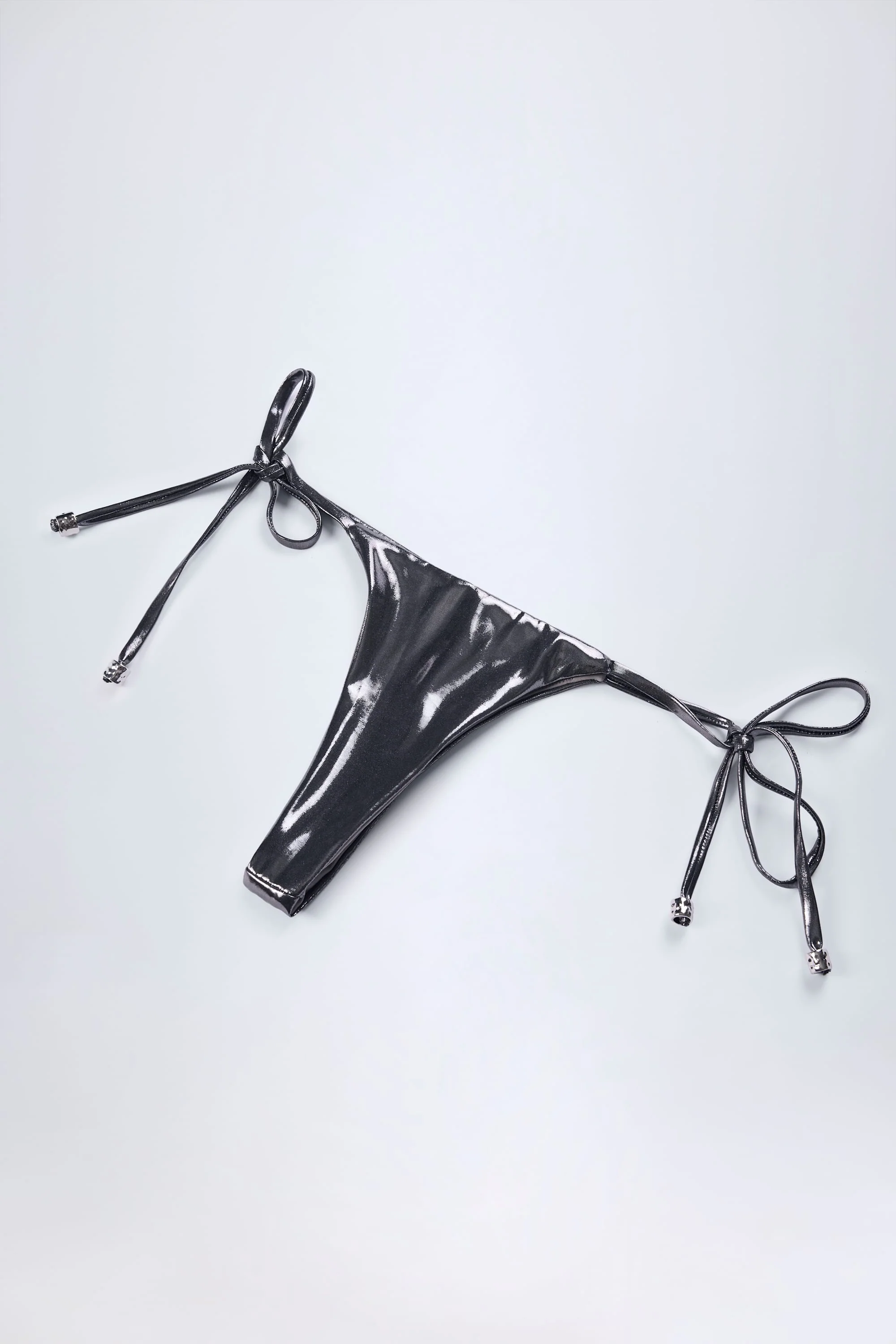 Thong Bikini Bottoms in Silver Chrome - Image 8