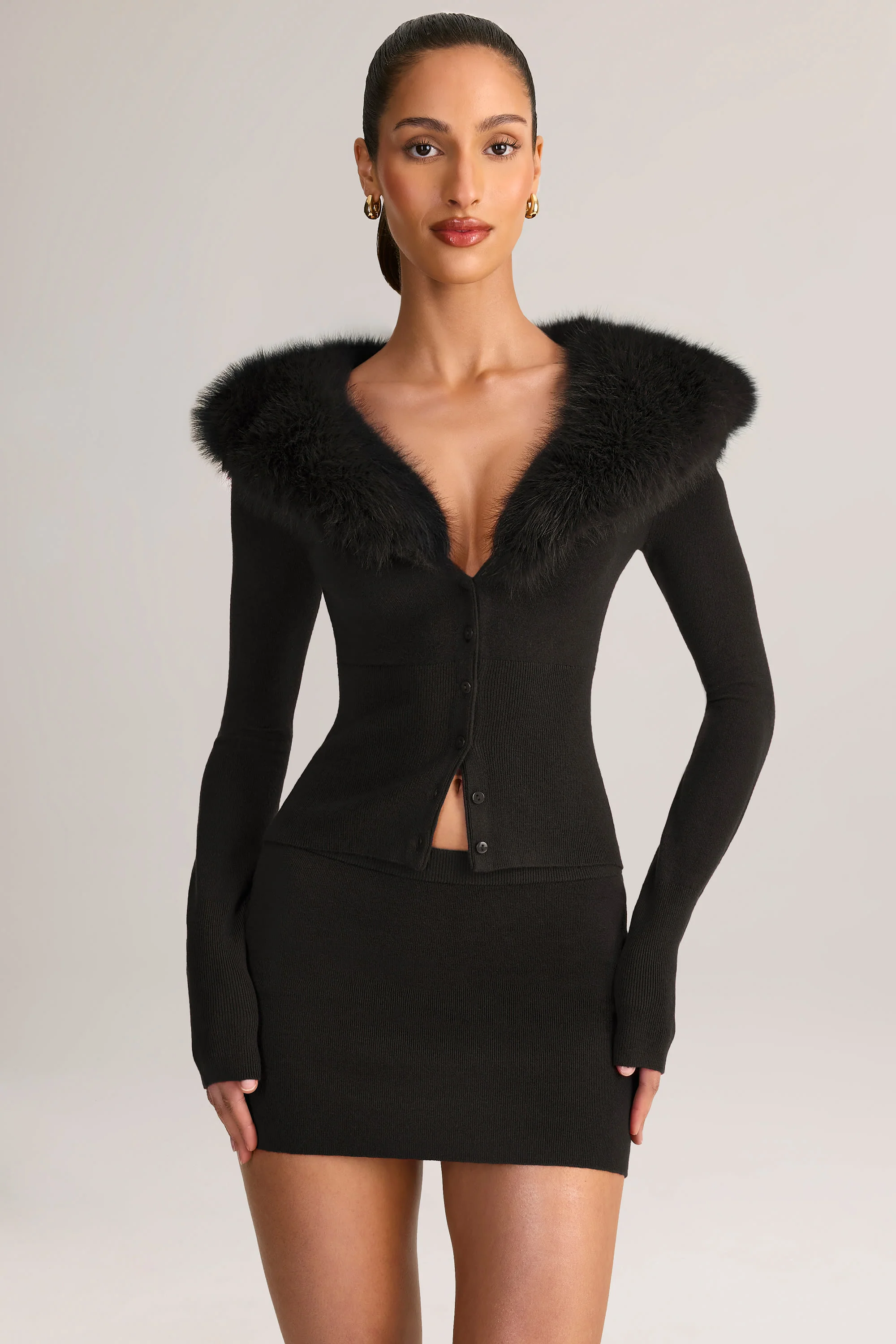 Knit Mid-Rise Mini Skirt in Black - Image 6