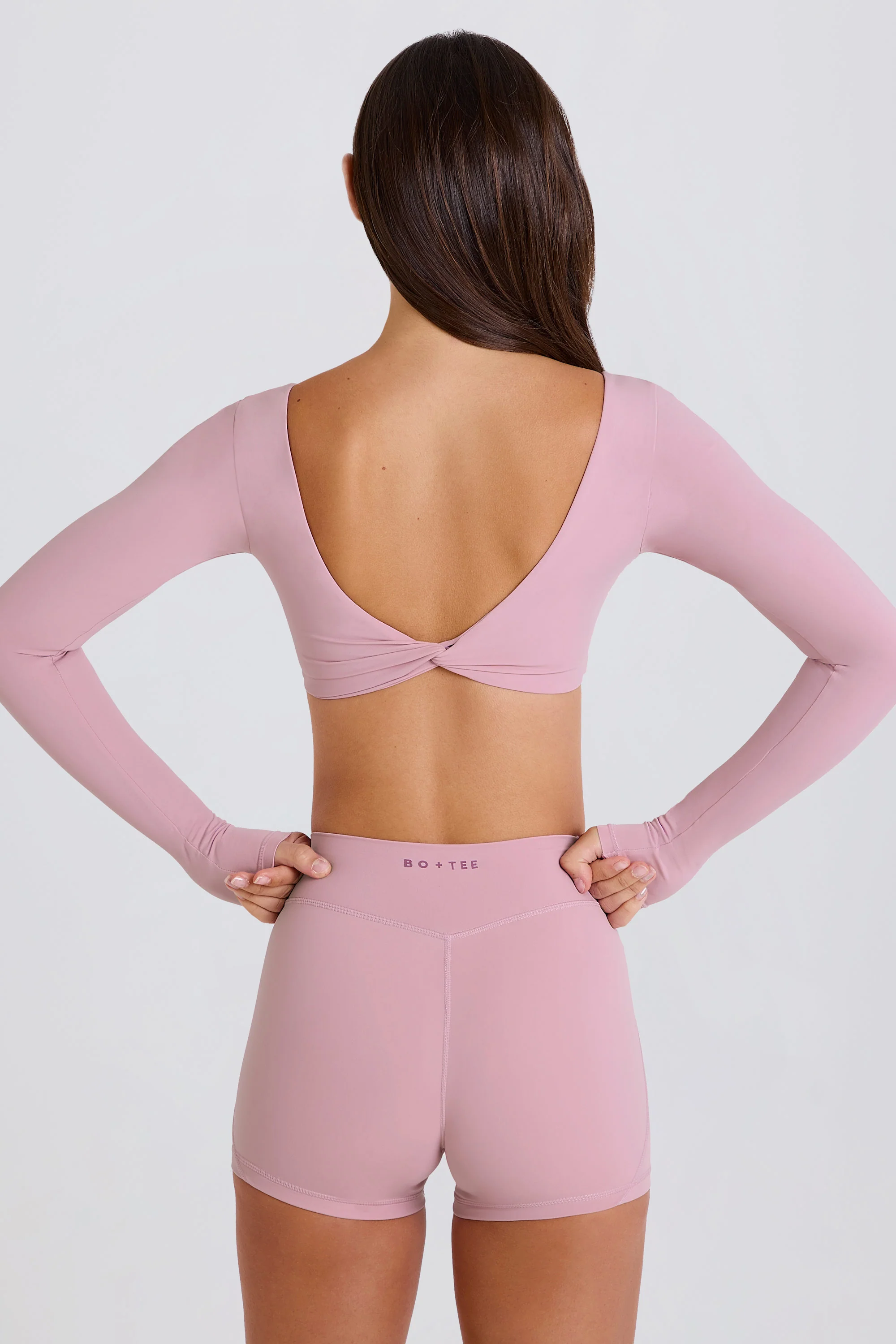 Long-Sleeve Crop Top in Mauve - Image 4