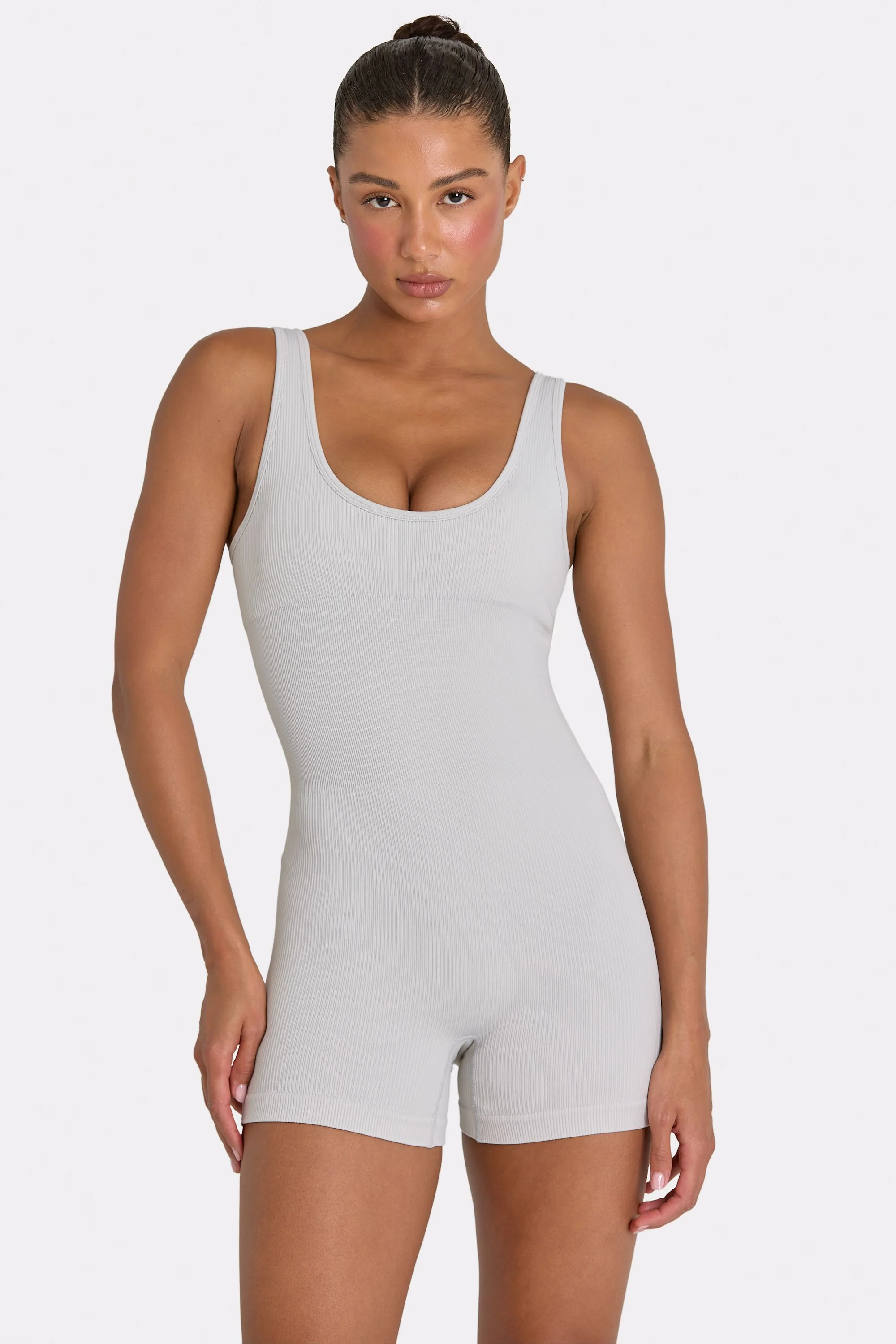 Wide Strap Unitard in Grey - Image 4