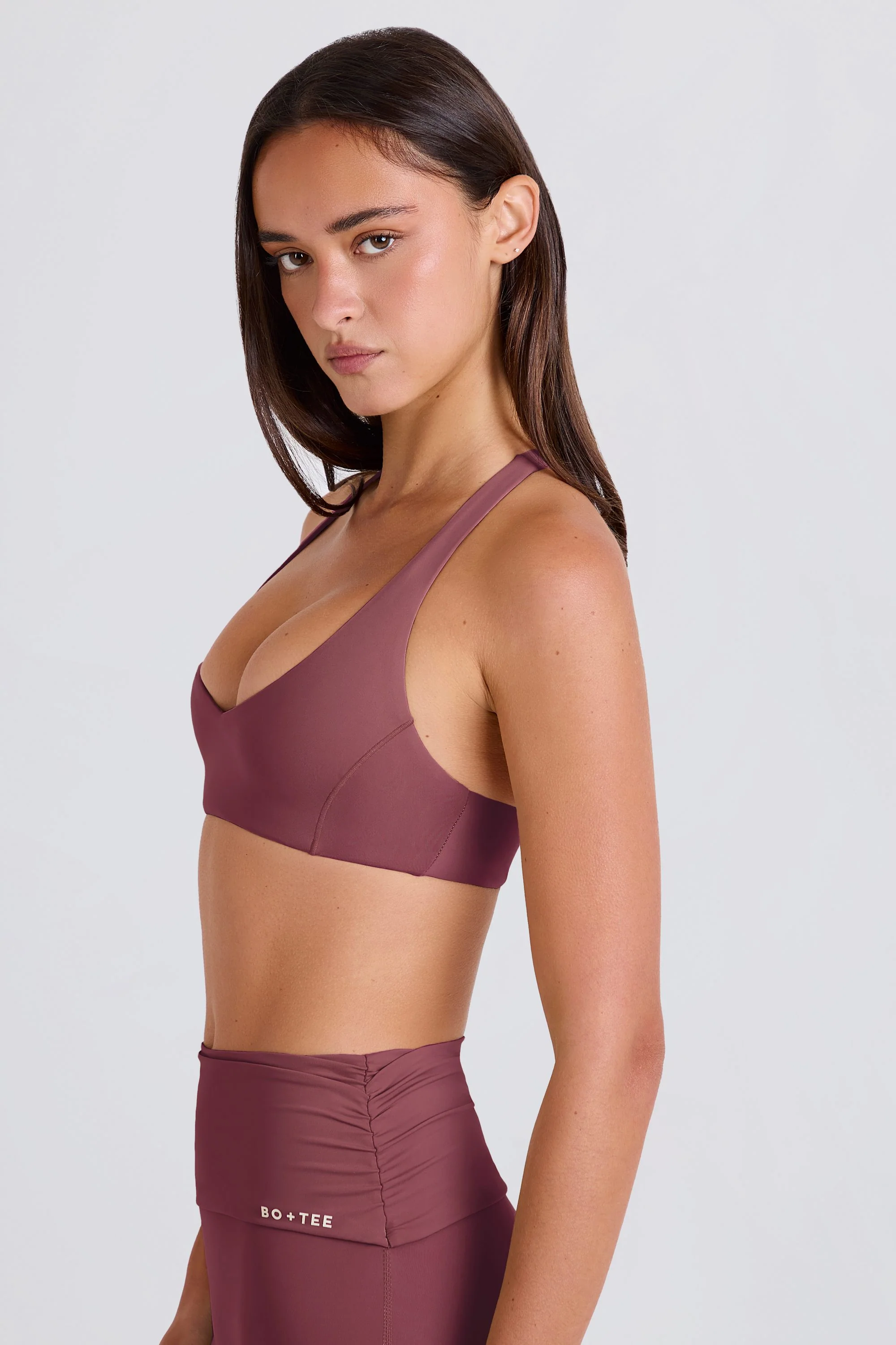 Crossback V-Neck Sports Bra in Acai - Image 3