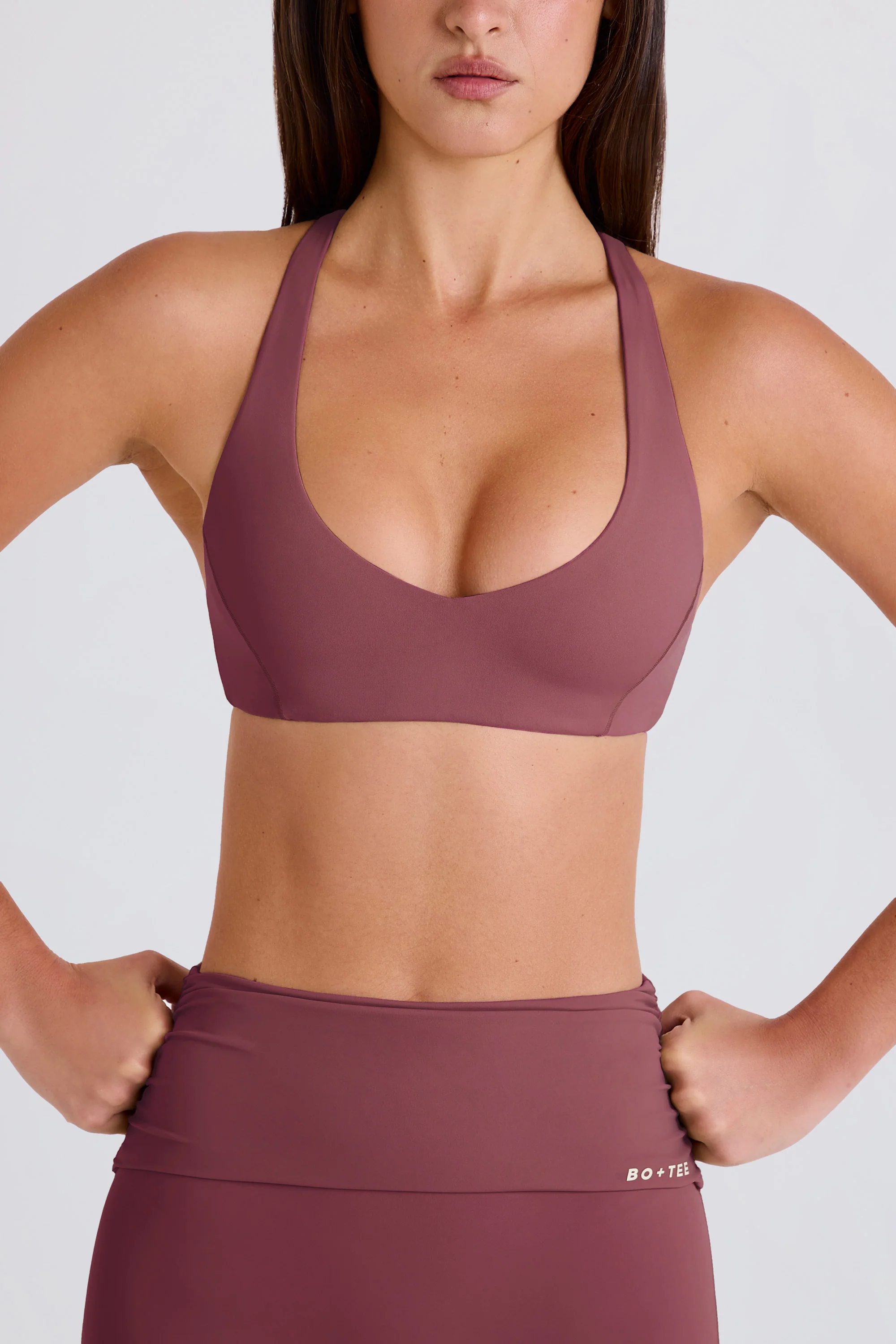 Crossback V-Neck Sports Bra in Acai - Image 5