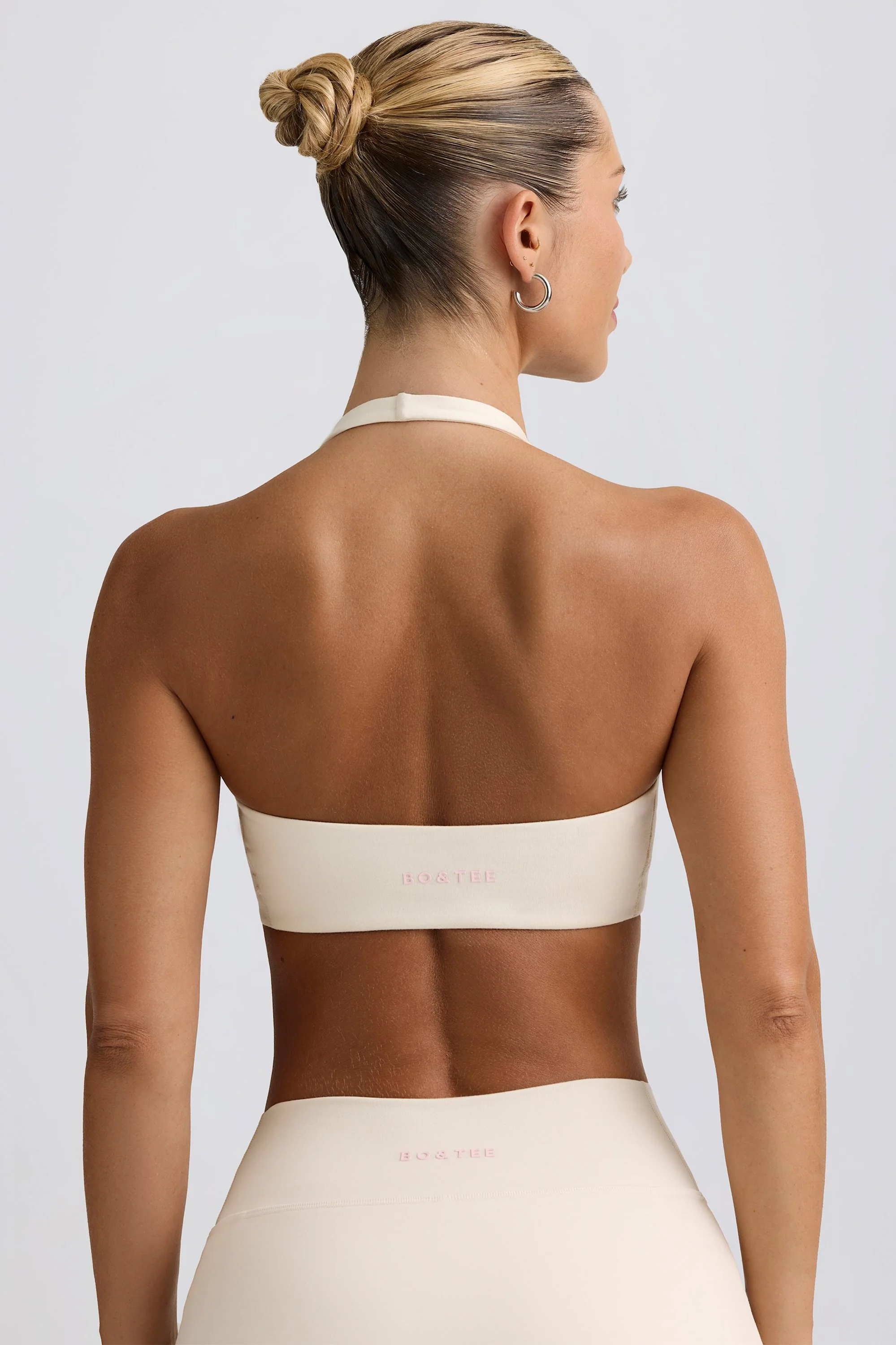 Brushed Jersey V-Neck Sports Bra in Vanilla - Image 2
