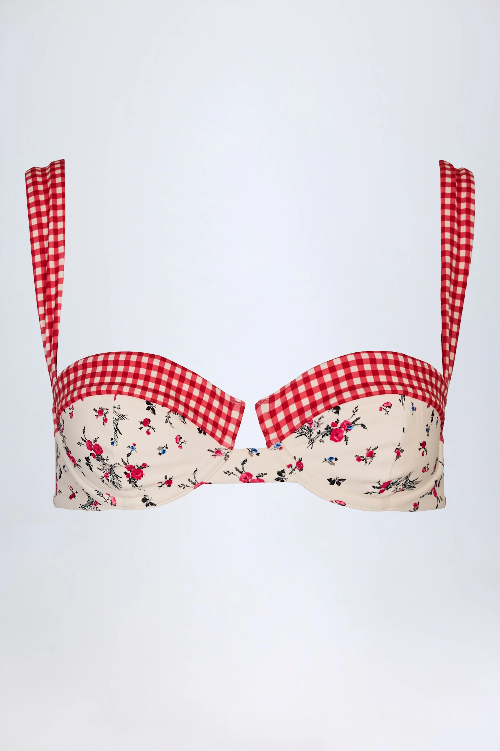Underwired Balconette Bikini Top in Red Floral - Image 4