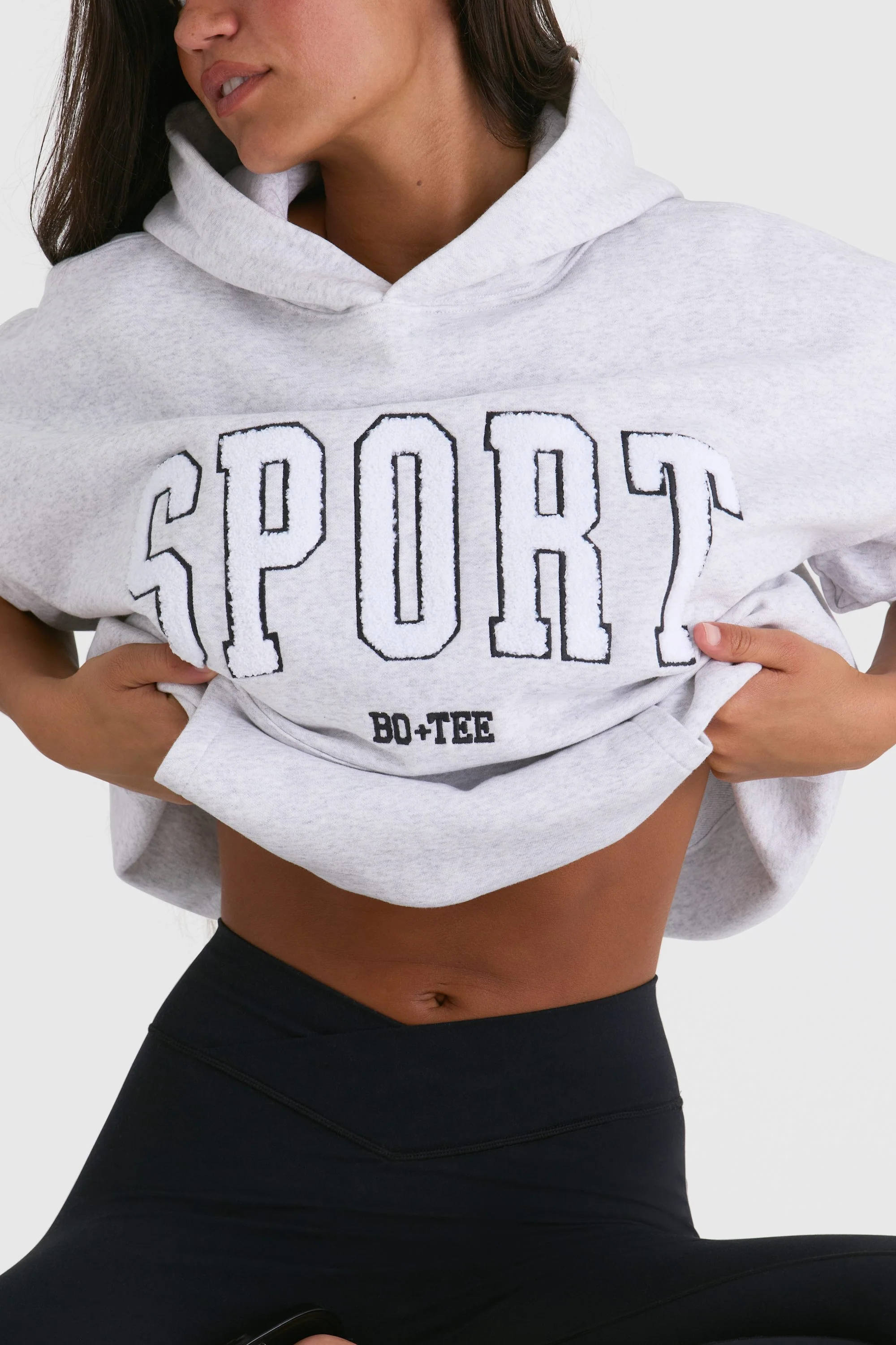 Soft Cotton Fleece Oversized Hoodie in Marl Grey - Image 4