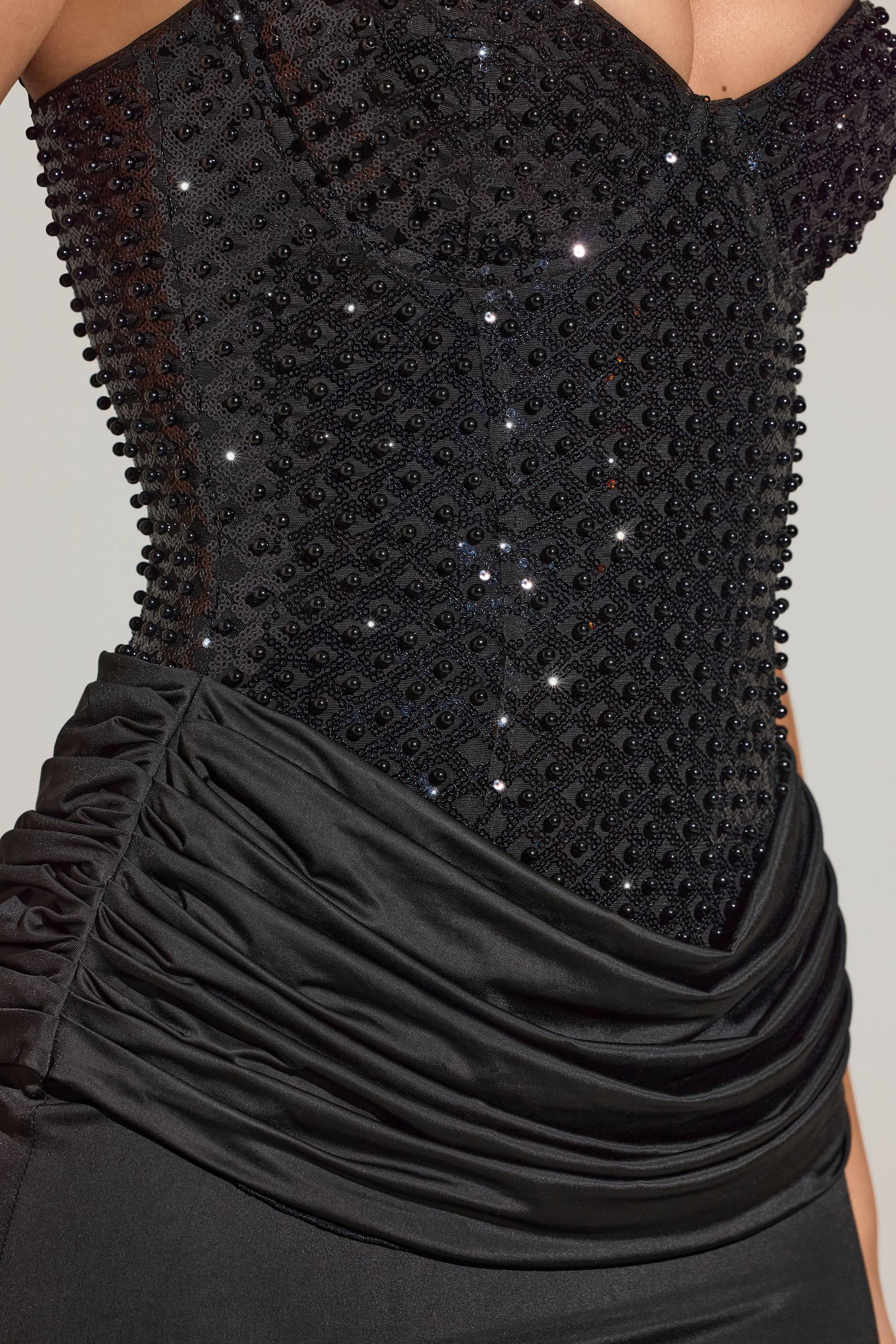 Embellished Corset Maxi Dress  in Black - Image 4