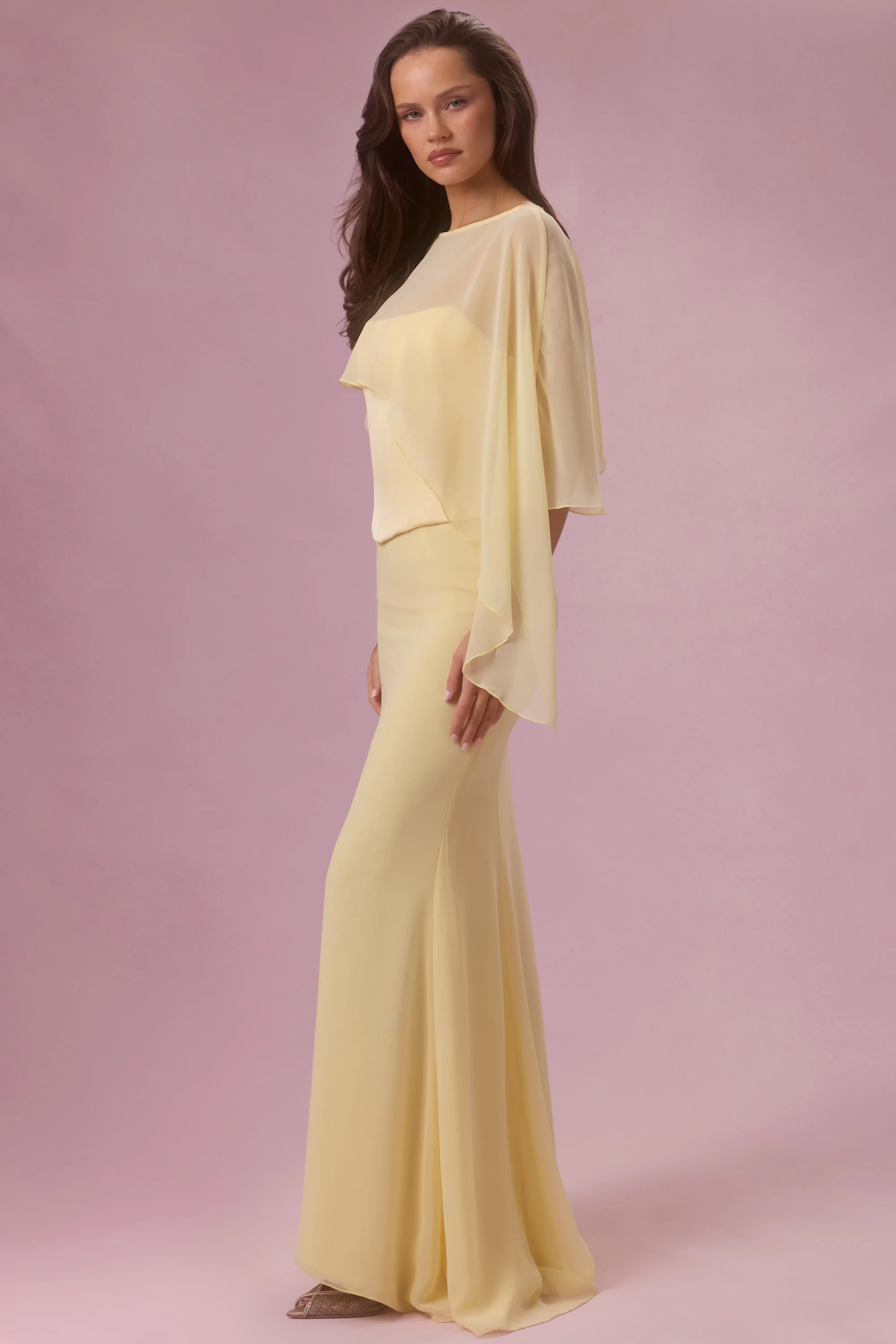 Chiffon Cape in Butter - Image 3