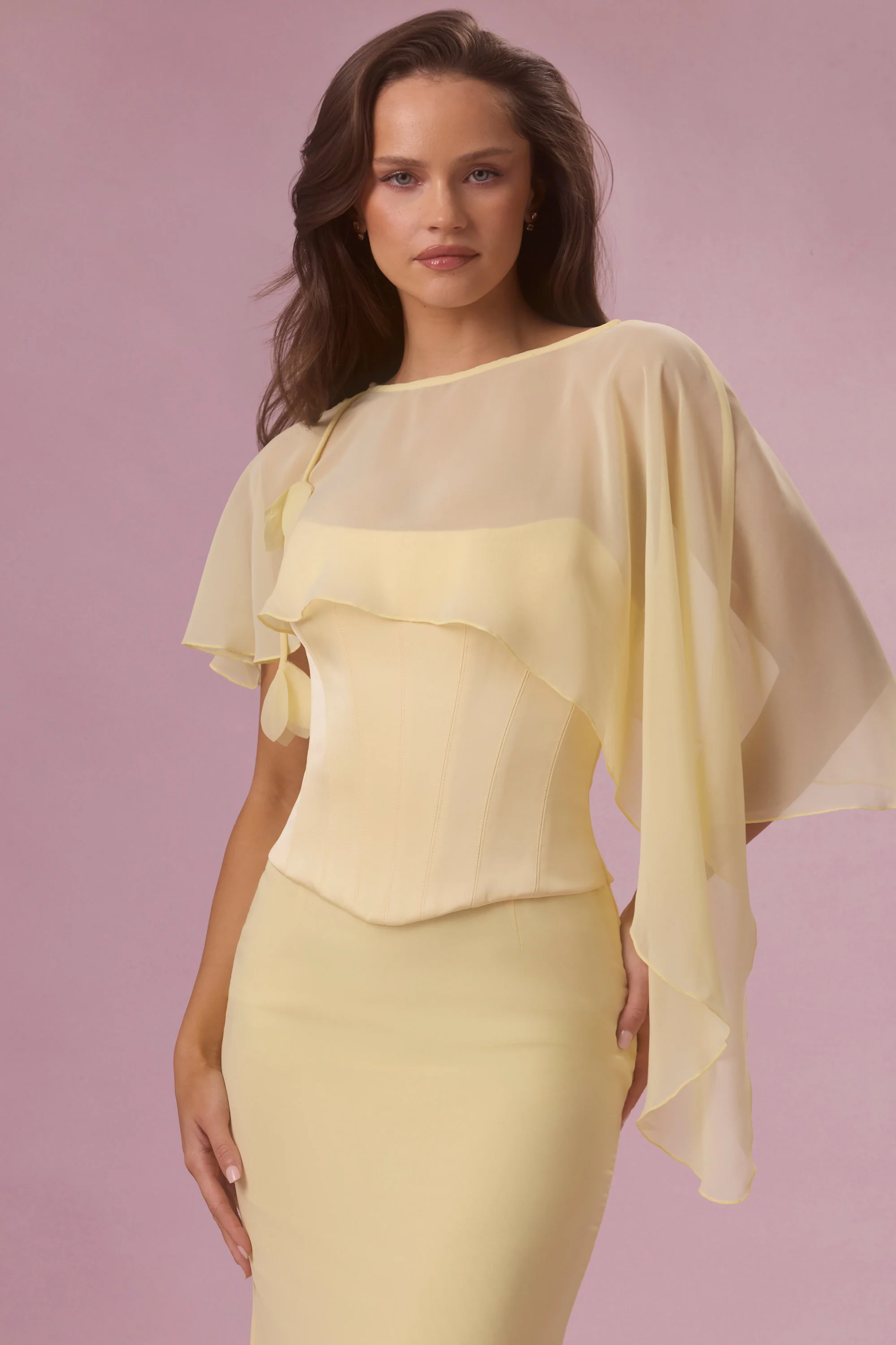 Chiffon Cape in Butter - Image 4
