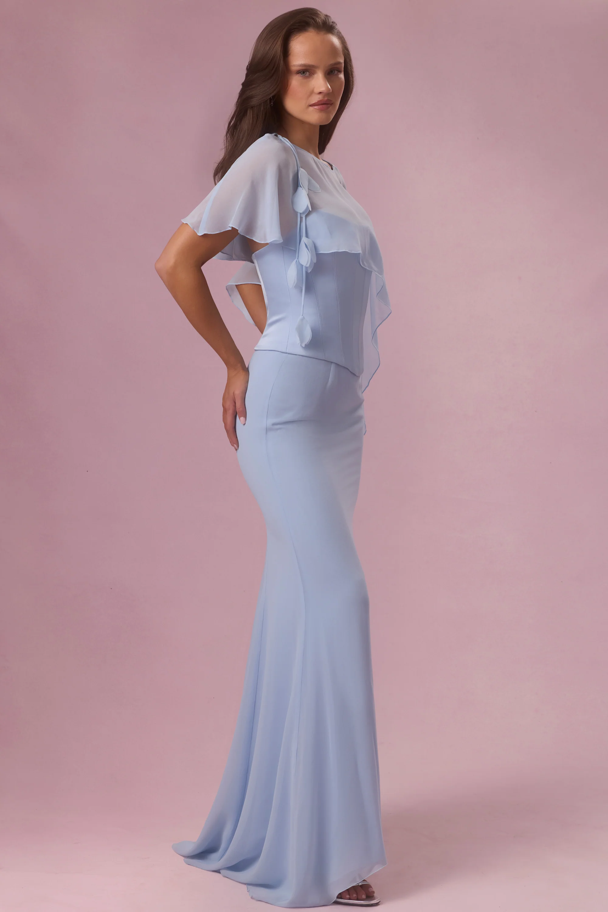 Chiffon Cape in Sky Blue - Image 5