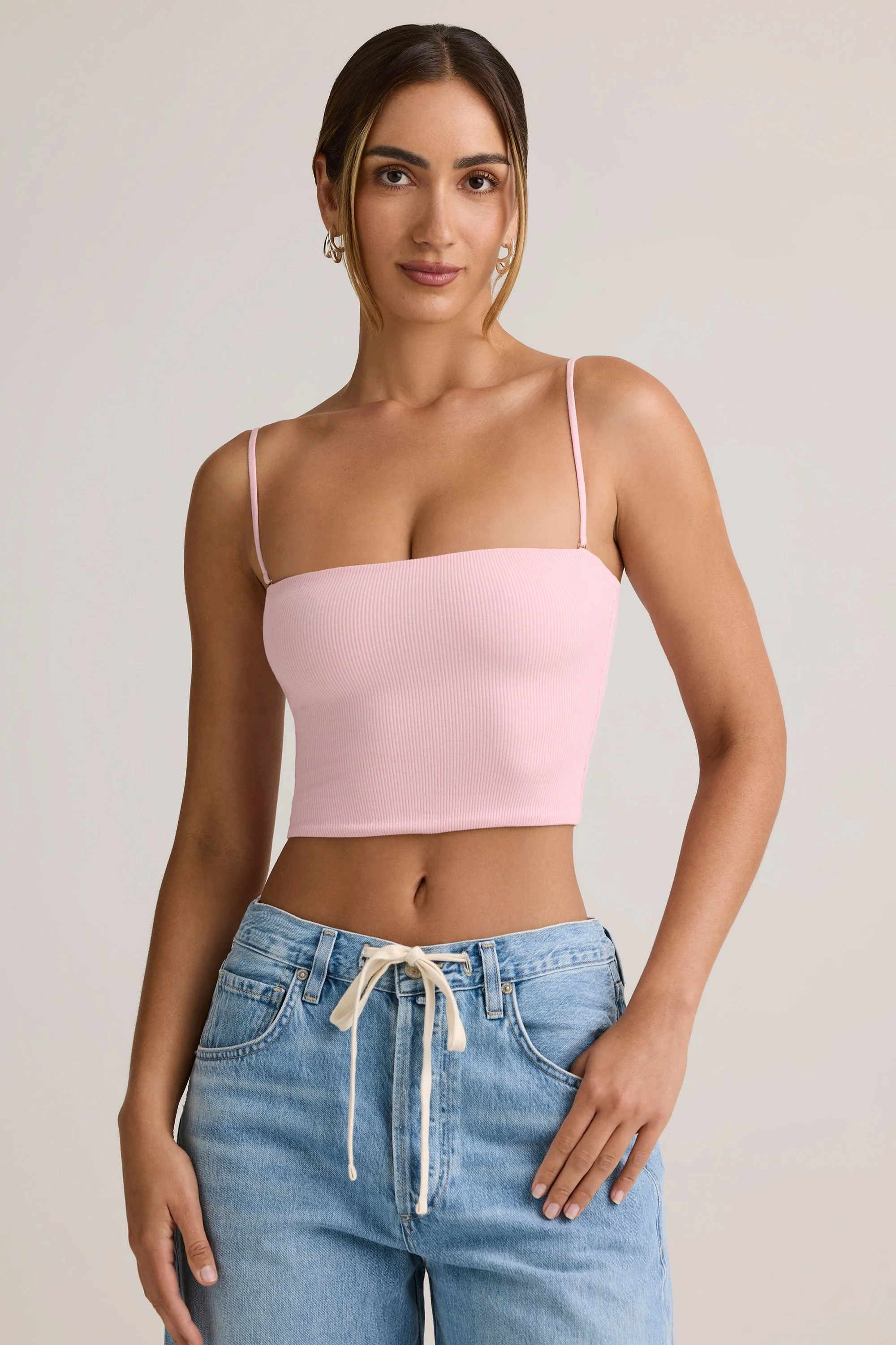 Modal Strapless Crop Top in Baby Pink - Image 6