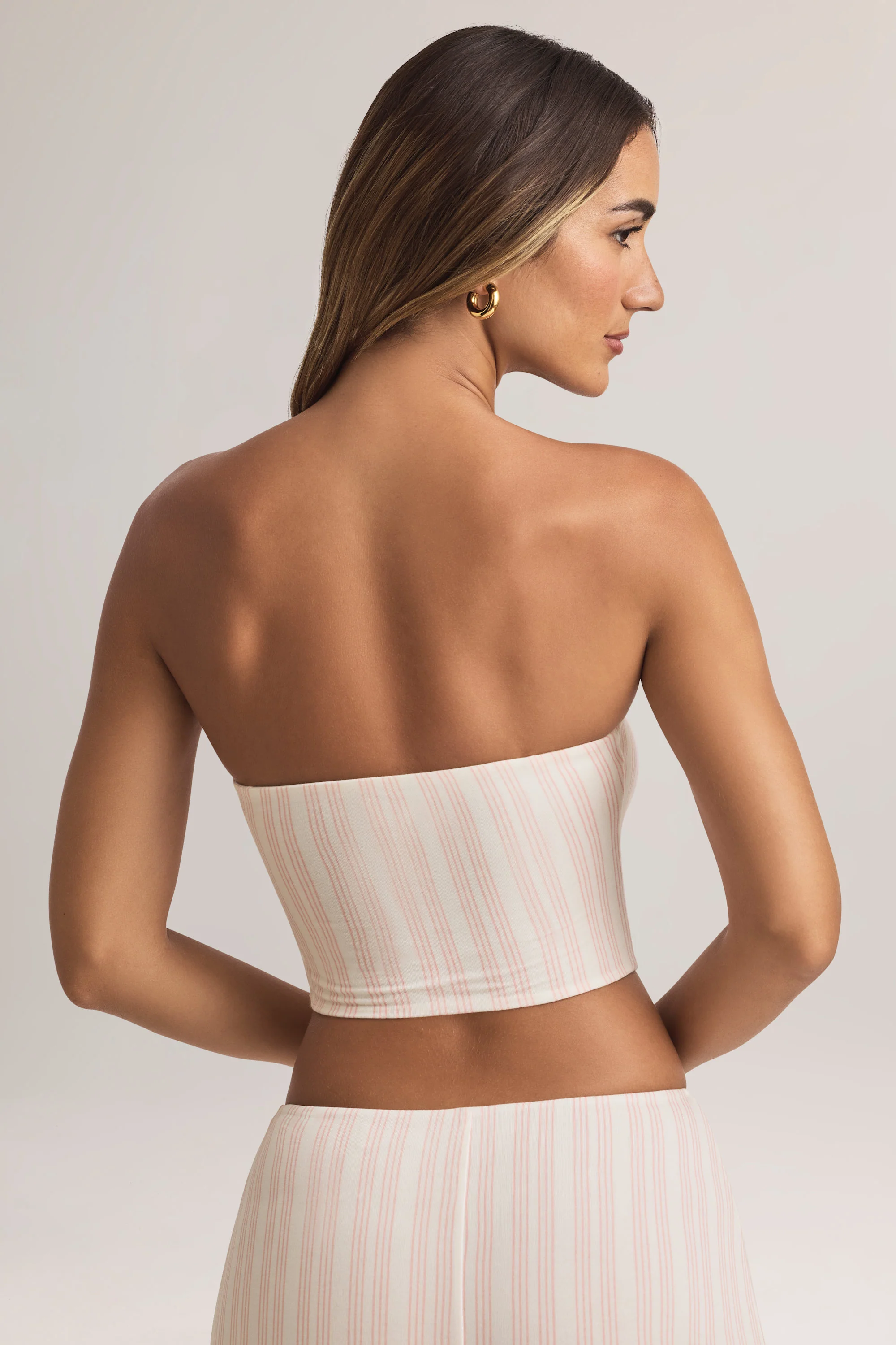 Modal Strapless Crop Top in Stripe Print - Image 2