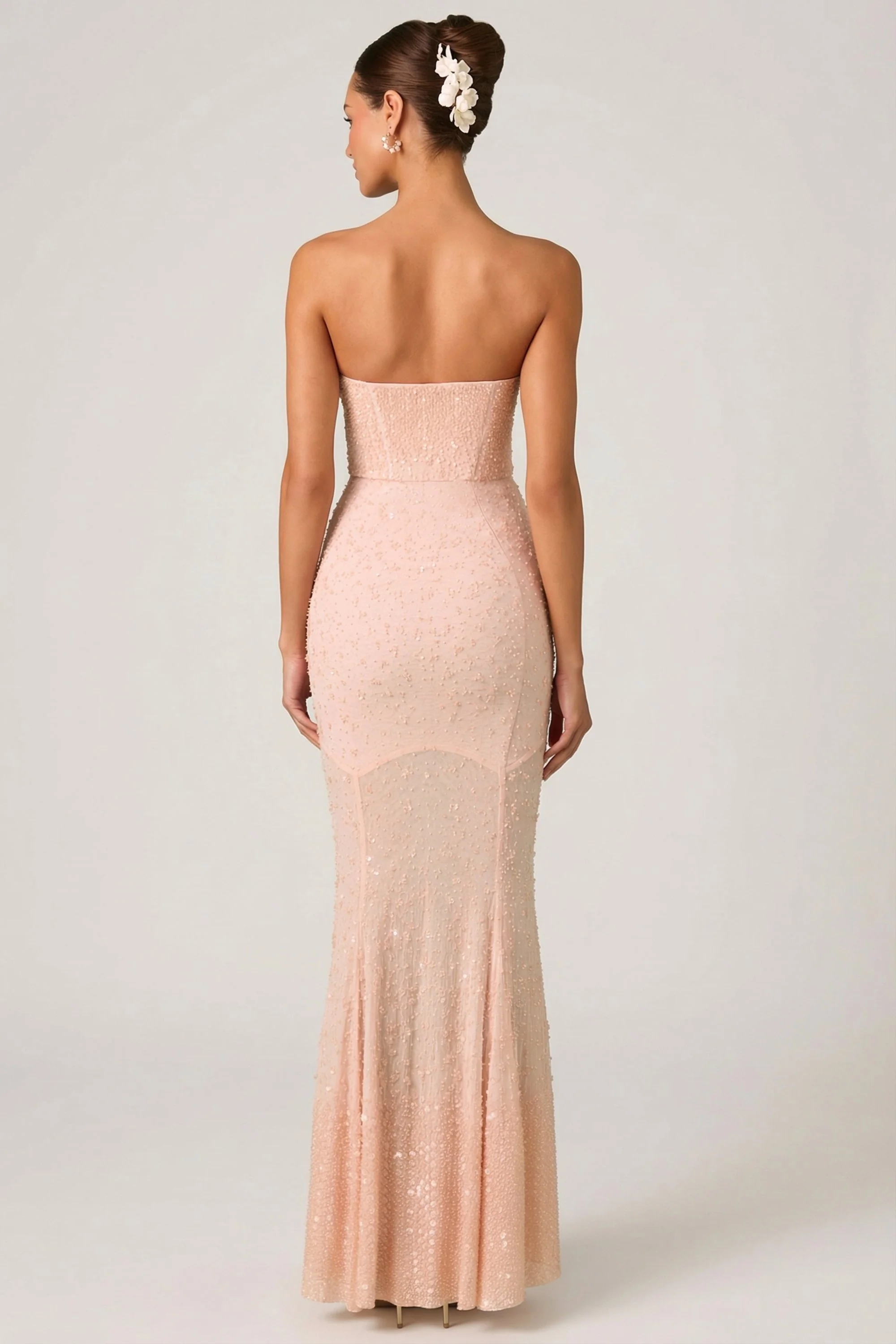 Embellished Sweetheart-Neck Fishtail Gown in Dusty Rose - Image 2