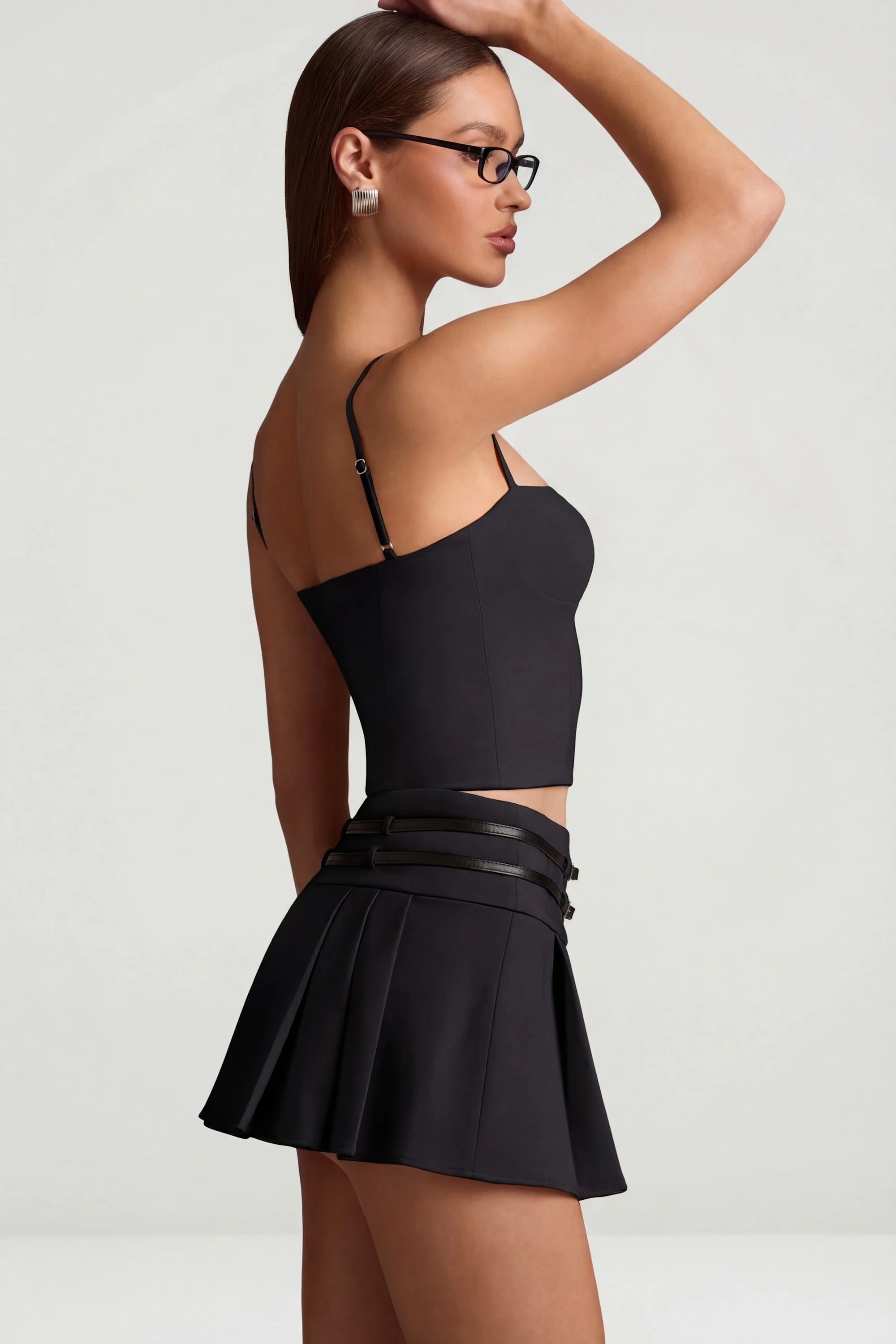 Cut-Top Camisole Top in Black - Image 4